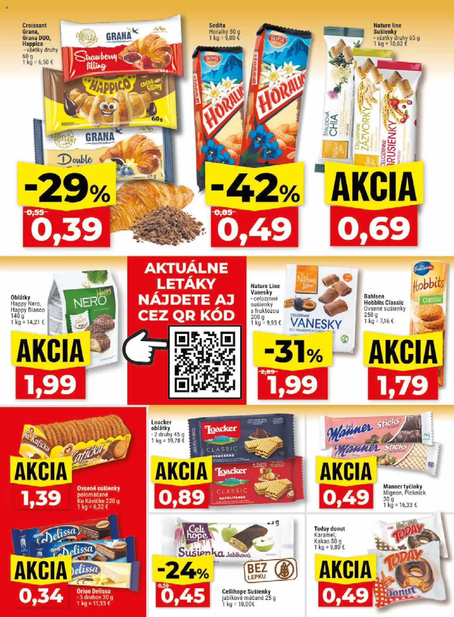 Nové Klas akcie – leták je platný od 06.07.2026 | Strana: 19 | Produkty: Donut, Croissant, Horálky, Kakao
