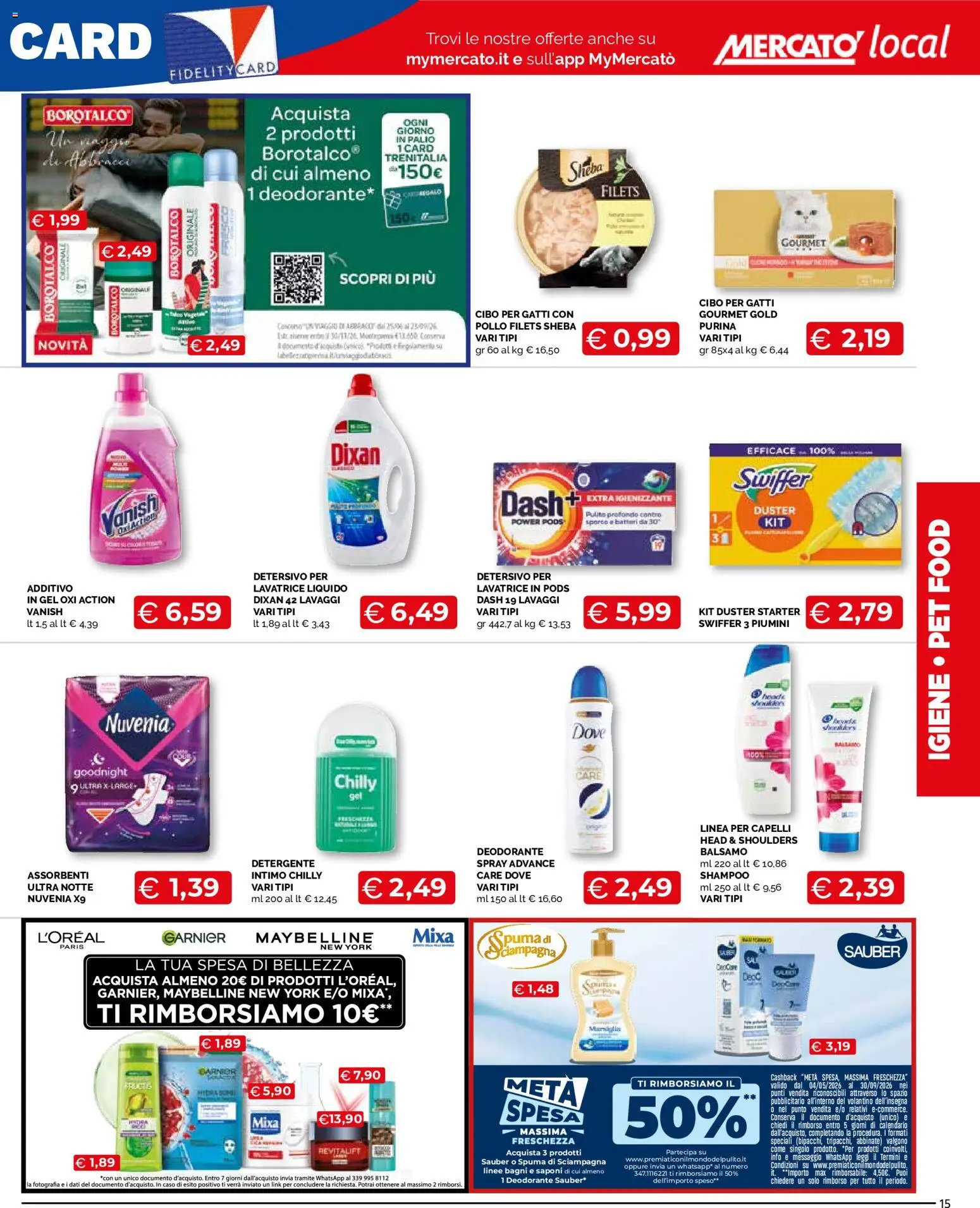 Volantino Mercatò del 20/08/2026 | Pagina: 15 | Prodotti: Shampoo, Balsamo, Pollo, Intimo