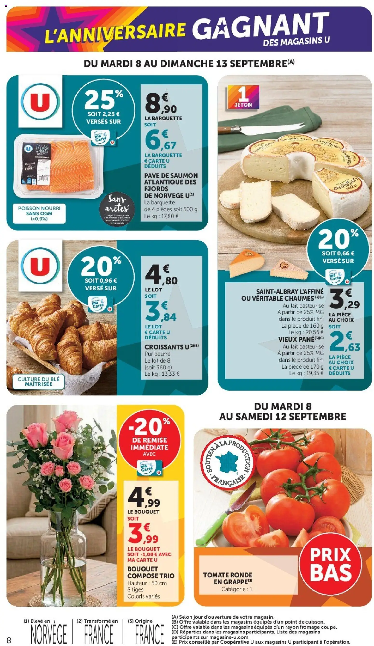 {H1} | Page: 8 | Produits: Pavé de saumon, Beurre, Fromage, Poisson