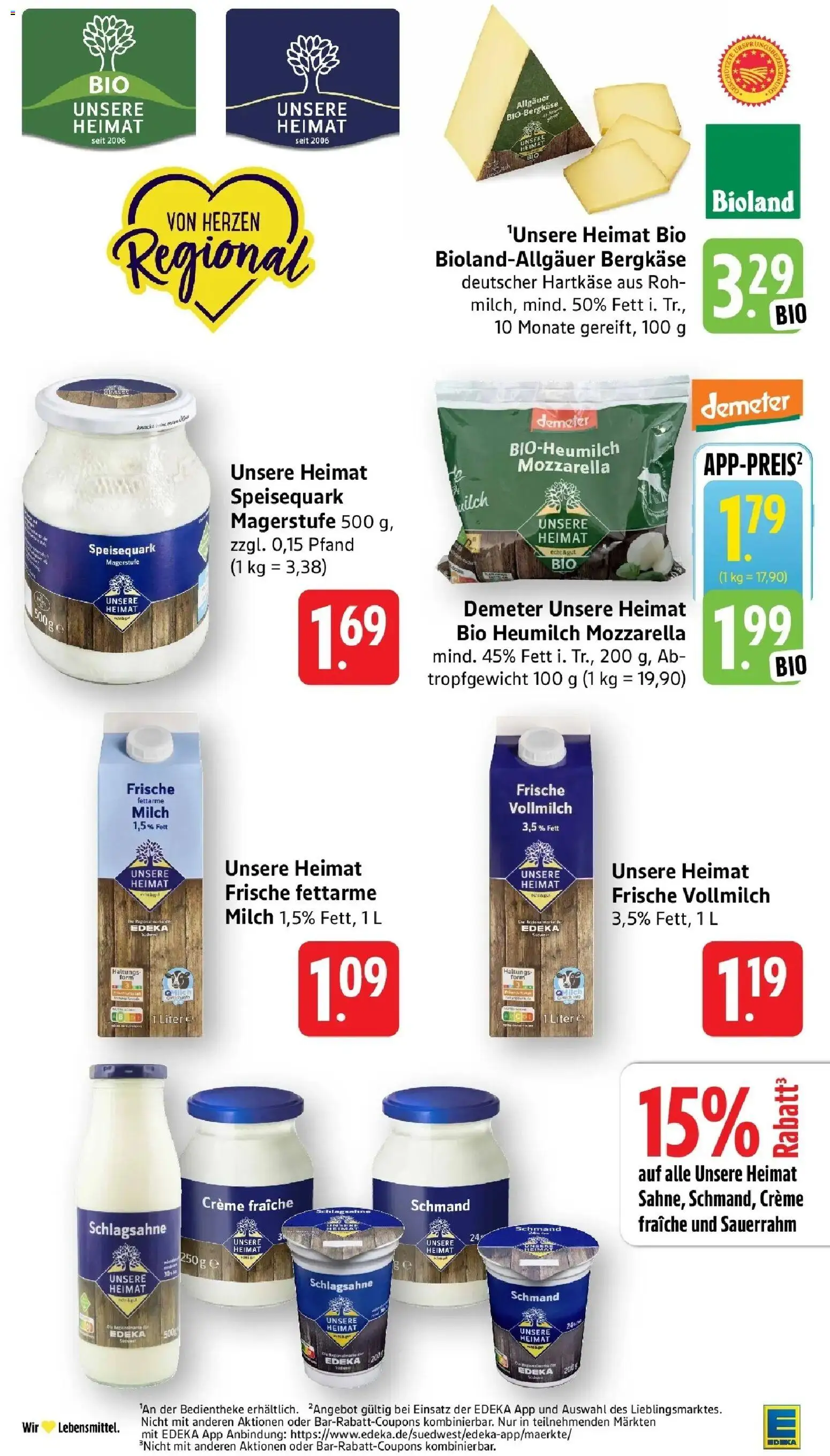 E center Prospekt Kirchheim-Teck (ab 07.09.2026) zum Blättern | Seite: 13 | Produkte: Schlagsahne, Mozzarella, Milch 1,5%, Speisequark