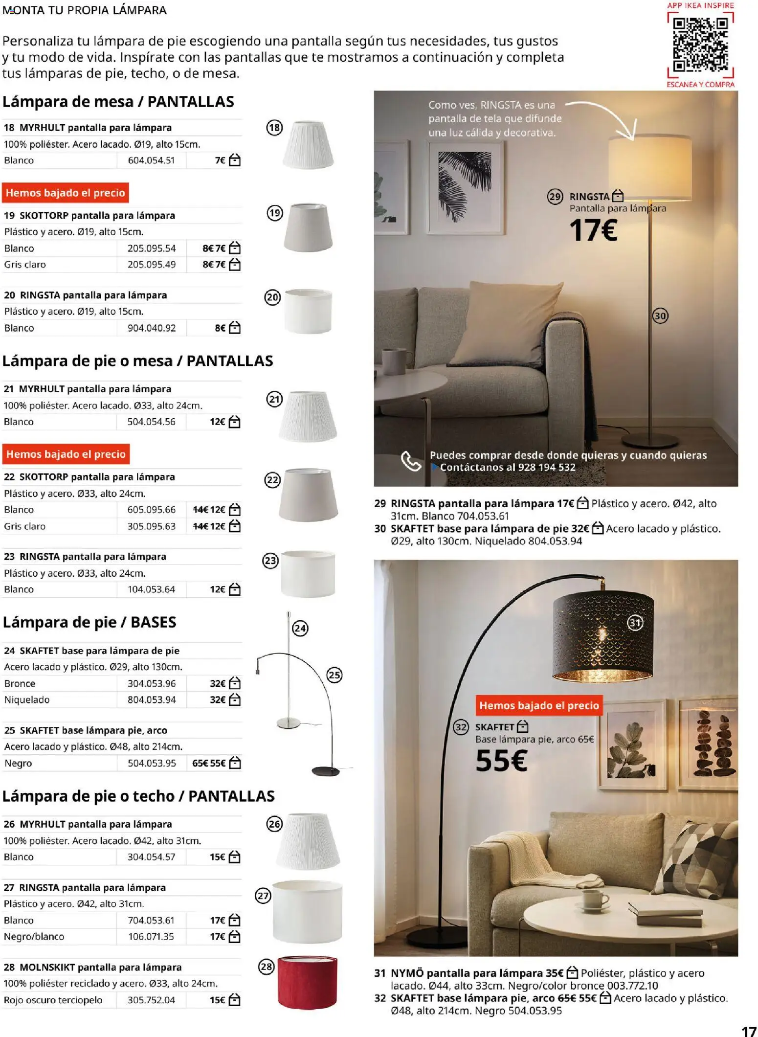 Catálogo IKEA Iluminación y hogar inteligente │ válido desde el 06.03.2026 | Página: 17 | Productos: Lámpara de pie, Mesa, Απορρυπαντικό ρούχων σε σκόνη, Lámpara
