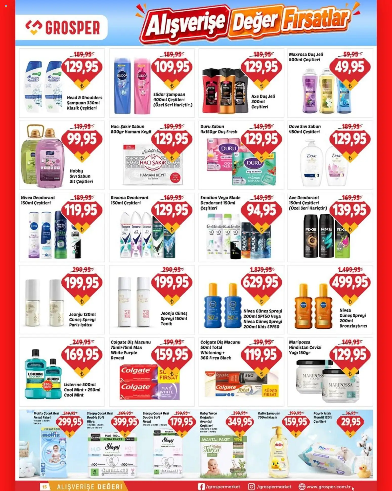 Grosper Katalog - 15 Temmuz 2026 tarihinden itibaren geçerlidir | Sayfa: 12 | Ürünler: Mendil, Şampuan, Sabun, Diş macunu
