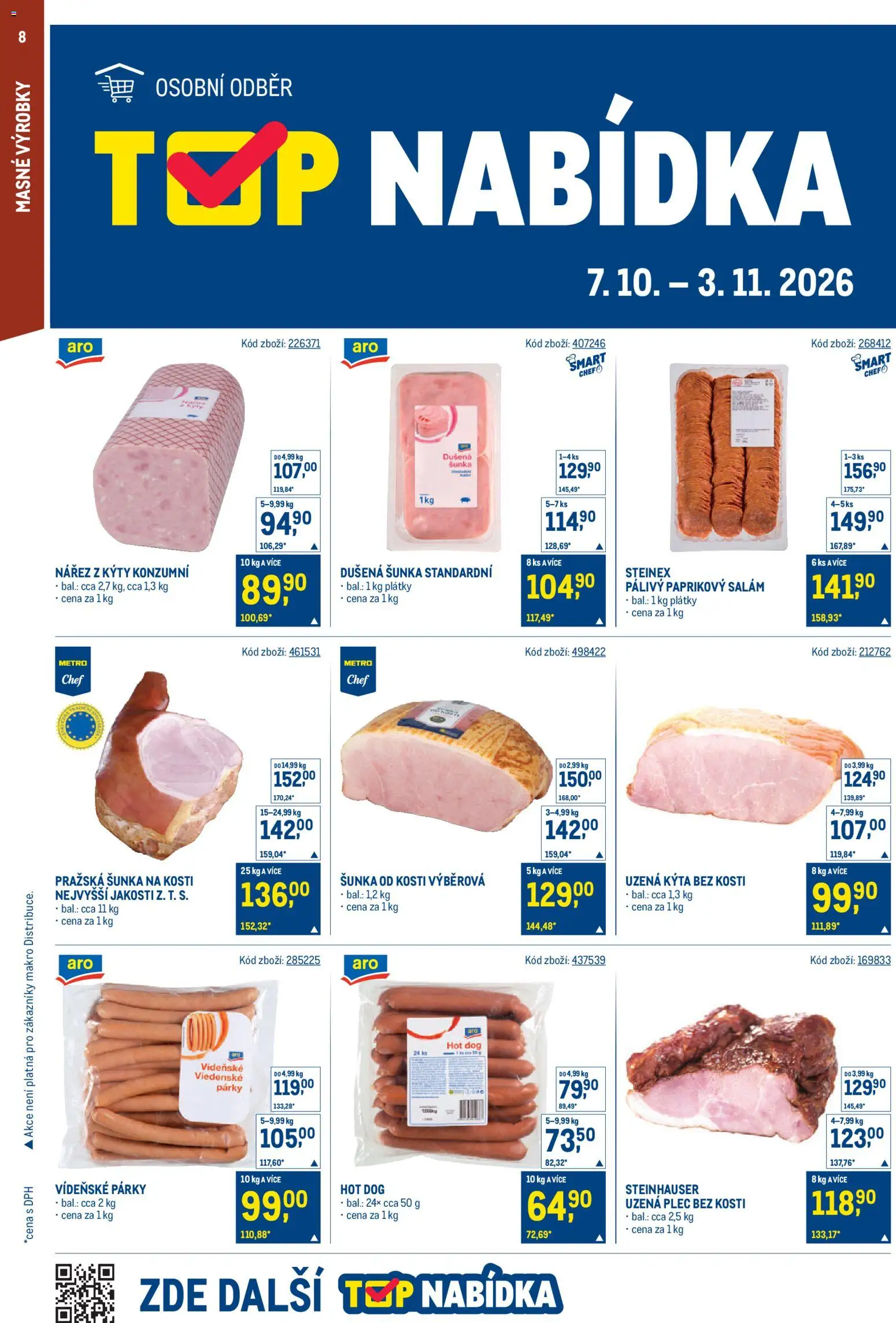 Makro leták - Gastronomie od 07.10.2026 | Strana: 8 | Produkty: Salám, Šunka, Uzená kýta, Kýta bez kosti