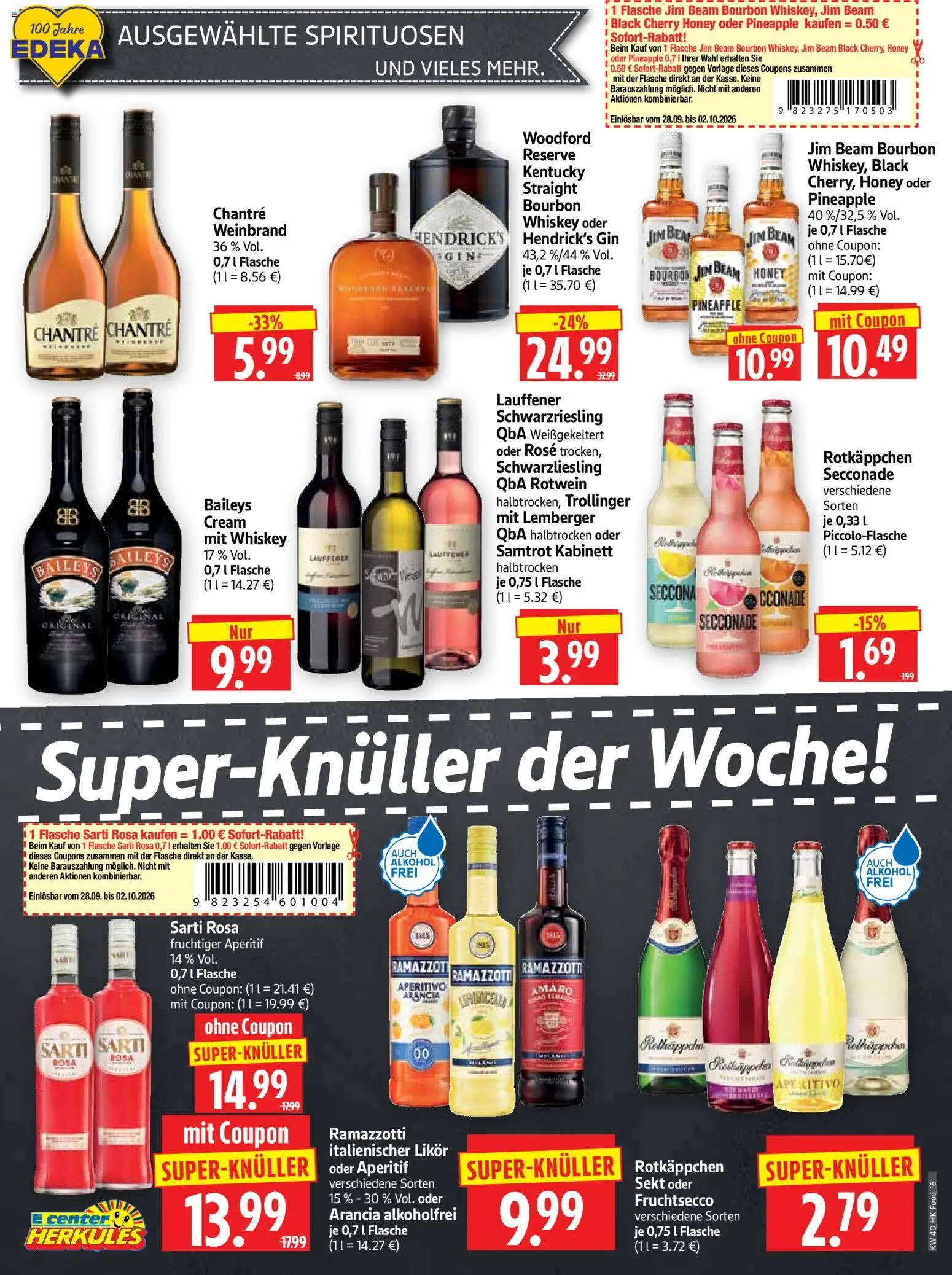 HERKULES Prospekt – gültig ab 28.09.2026 | Seite: 18 | Produkte: Sekt, Likör, Chantré, Gin