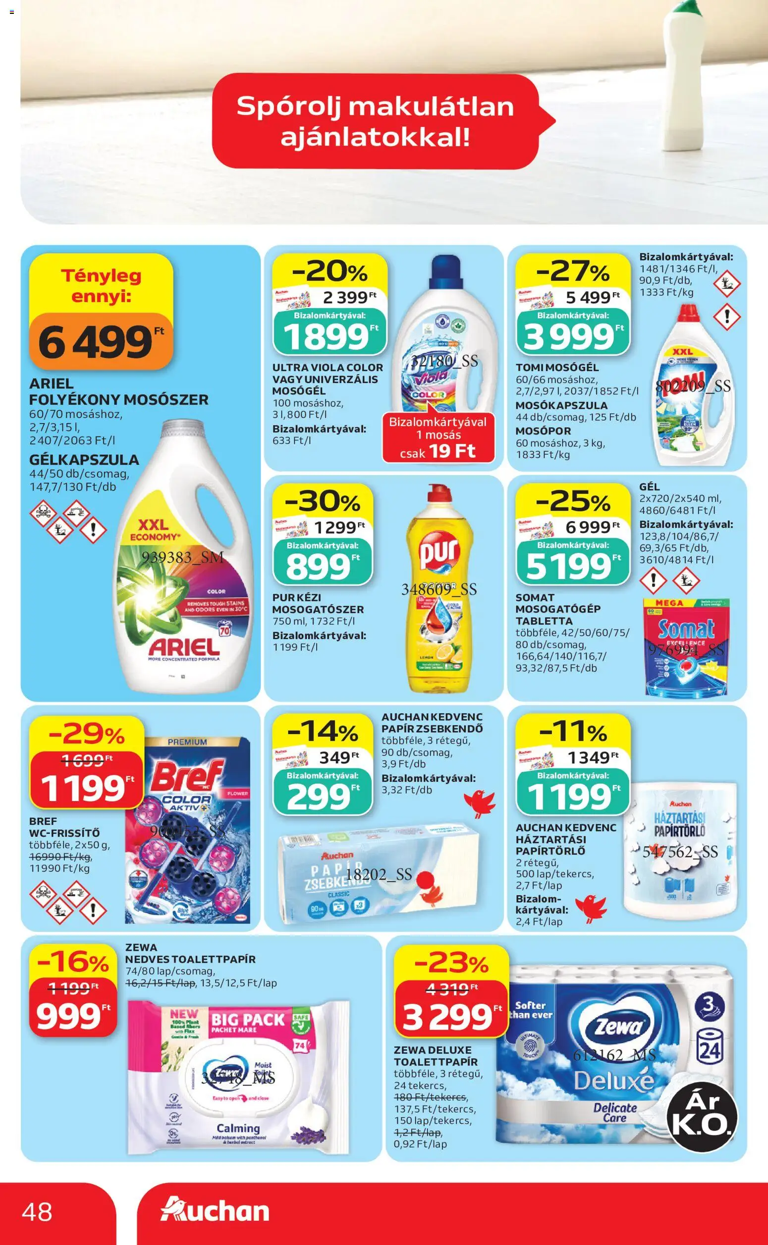 Auchan akciós ujság - amely érvényes a következő dátumtól: 2026.07.16. | Oldal: 48 | Termékek: Somat, Papírtörlő, Mosogatógép, Mosószer