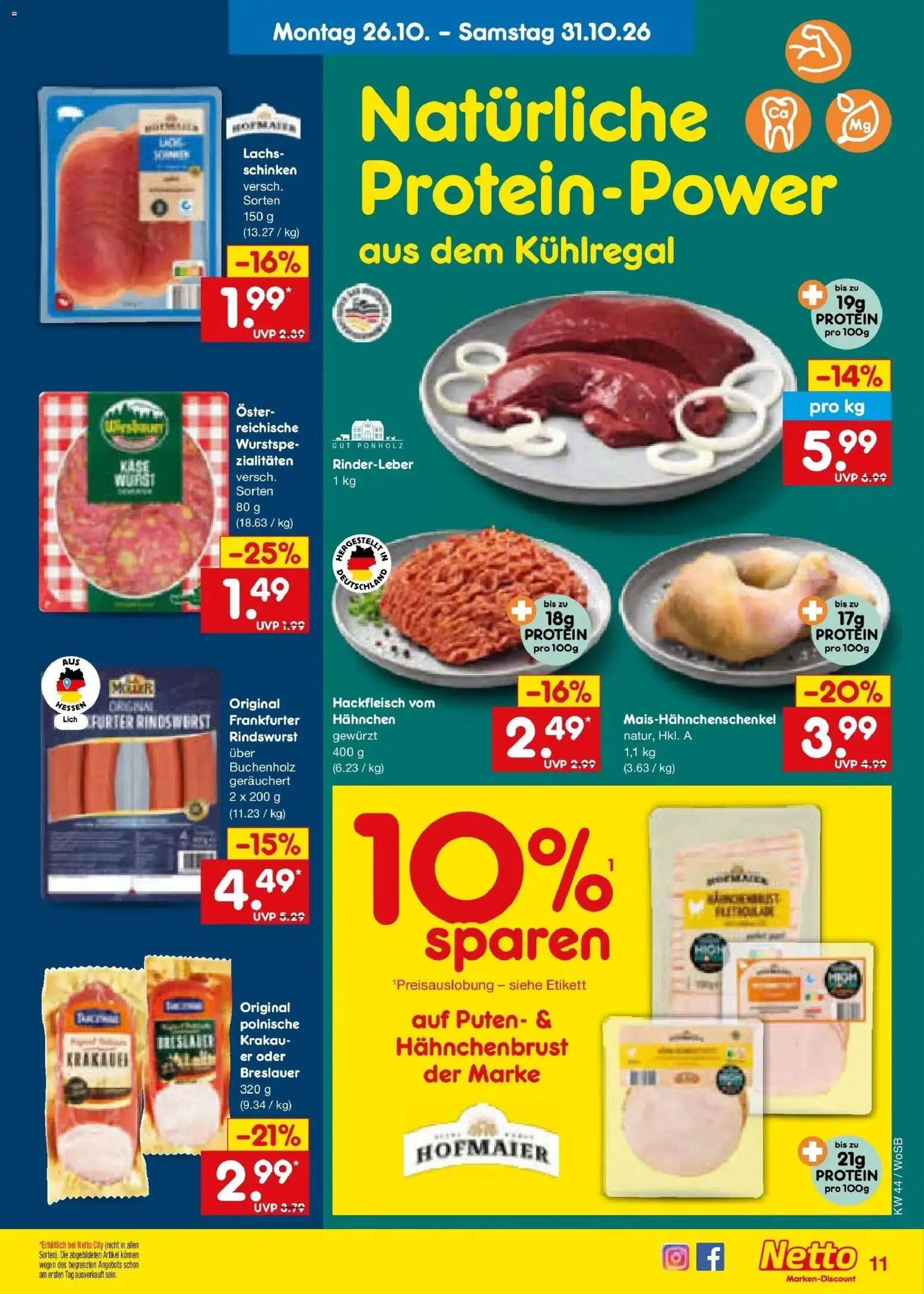 Netto Marken-Discount Prospekt Ludwigshafen-Edigheim – gültig ab 26.10.2026 | Seite: 15 | Produkte: Hahnchen, Wurst, Hackfleisch, Hahnchenbrust