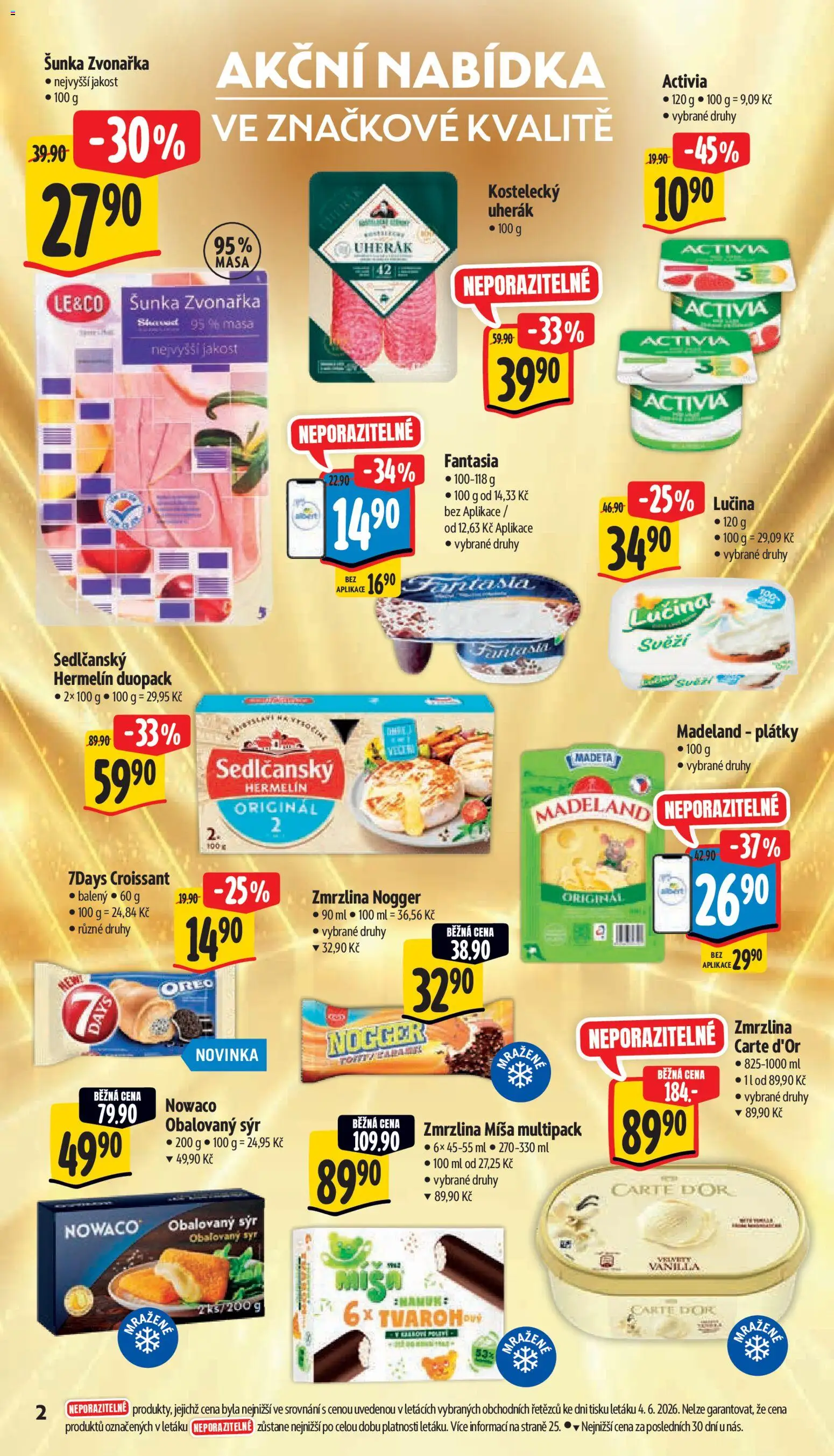 Albert leták - Supermarket od 10.06.2026 | Strana: 8 | Produkty: Uherák, Šunka, Zmrzlina, Carte d'or