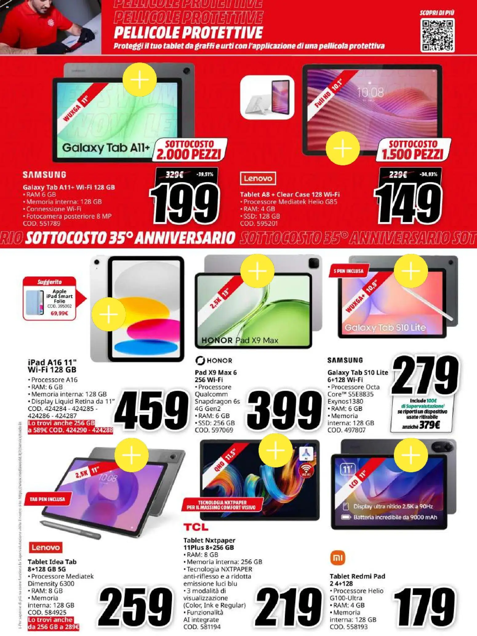 Volantino Media World del 06/10/2026 | Pagina: 14 | Prodotti: Tablet, Pellicola, Batteria, Samsung