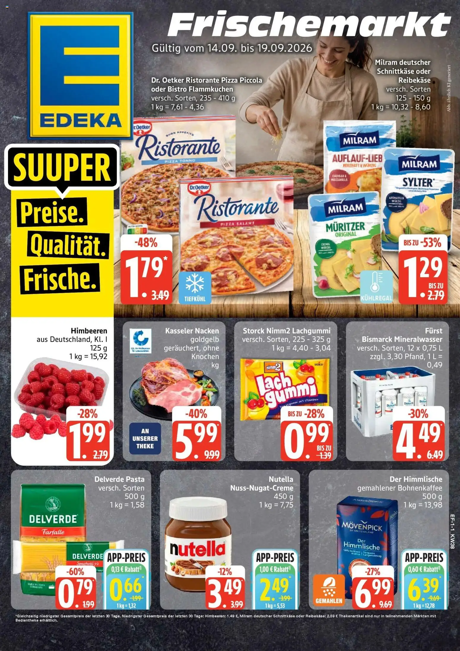 Edeka Prospekt Luhnstedt (ab 14.09.2026) » Angebote Online | Seite: 1 | Produkte: Spaghetti, Mineralwasser, Milram, Salami