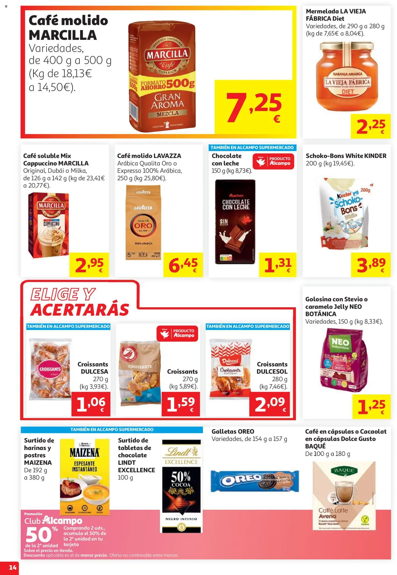 Alcampo HG Unico No Litoral │ válido desde el 15/07/2026 | Página: 14 | Productos: Café, Chocolate, Café molido, Galletas