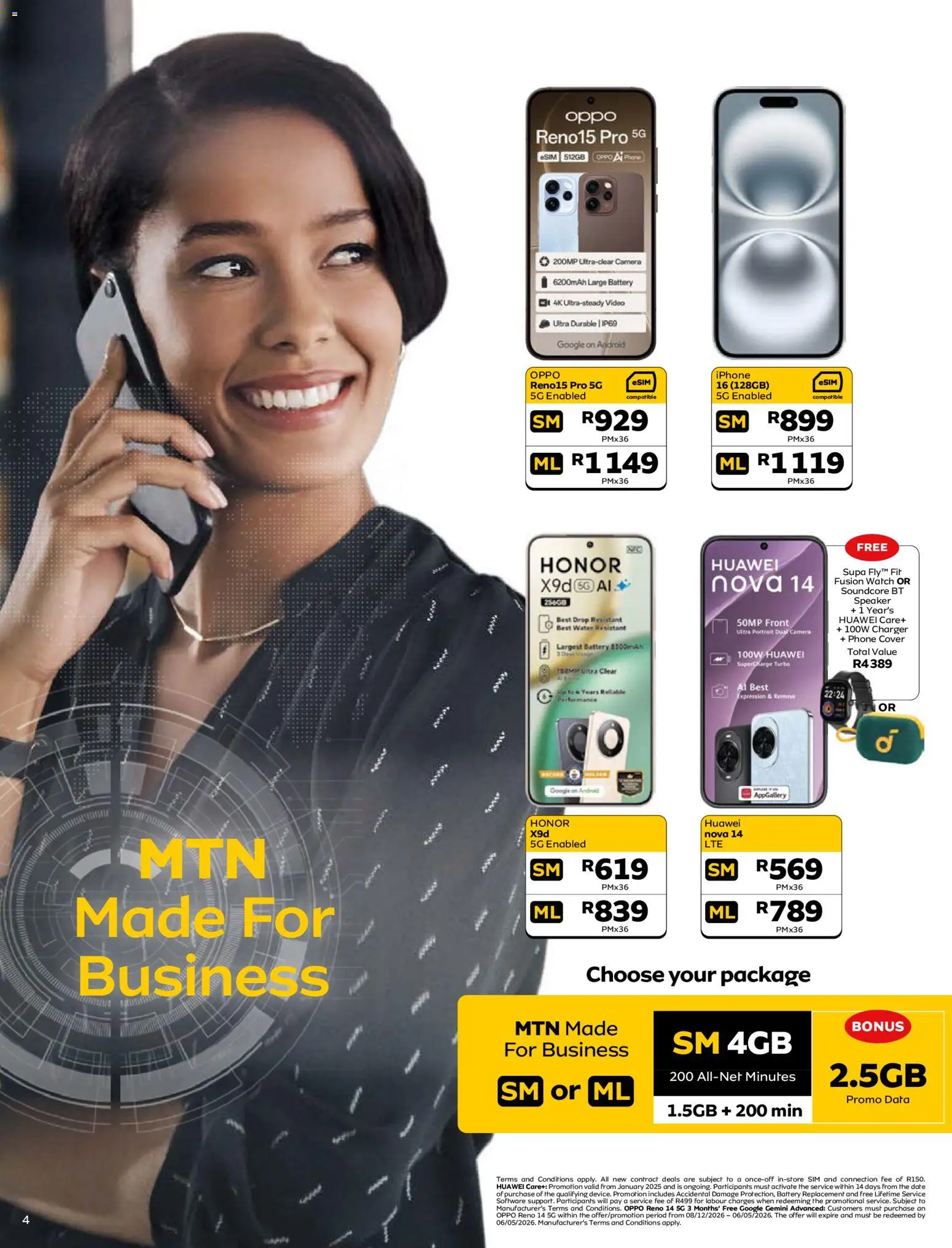 New MTN catalogue – valid from 07.04.2026 | Page: 4 | Products: Sim, Phone, Watch, Water