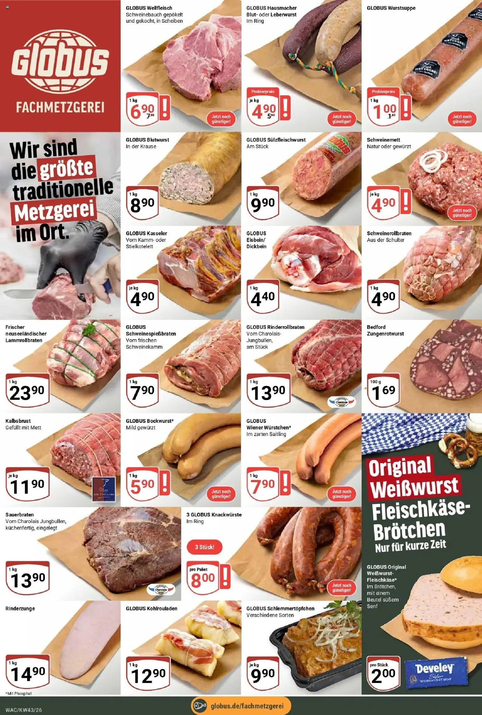Globus Prospekt Markkleeberg (ab 19.10.2026) » Angebote online | Seite: 8 | Produkte: Schweinebauch, Weißwurst, Schulter