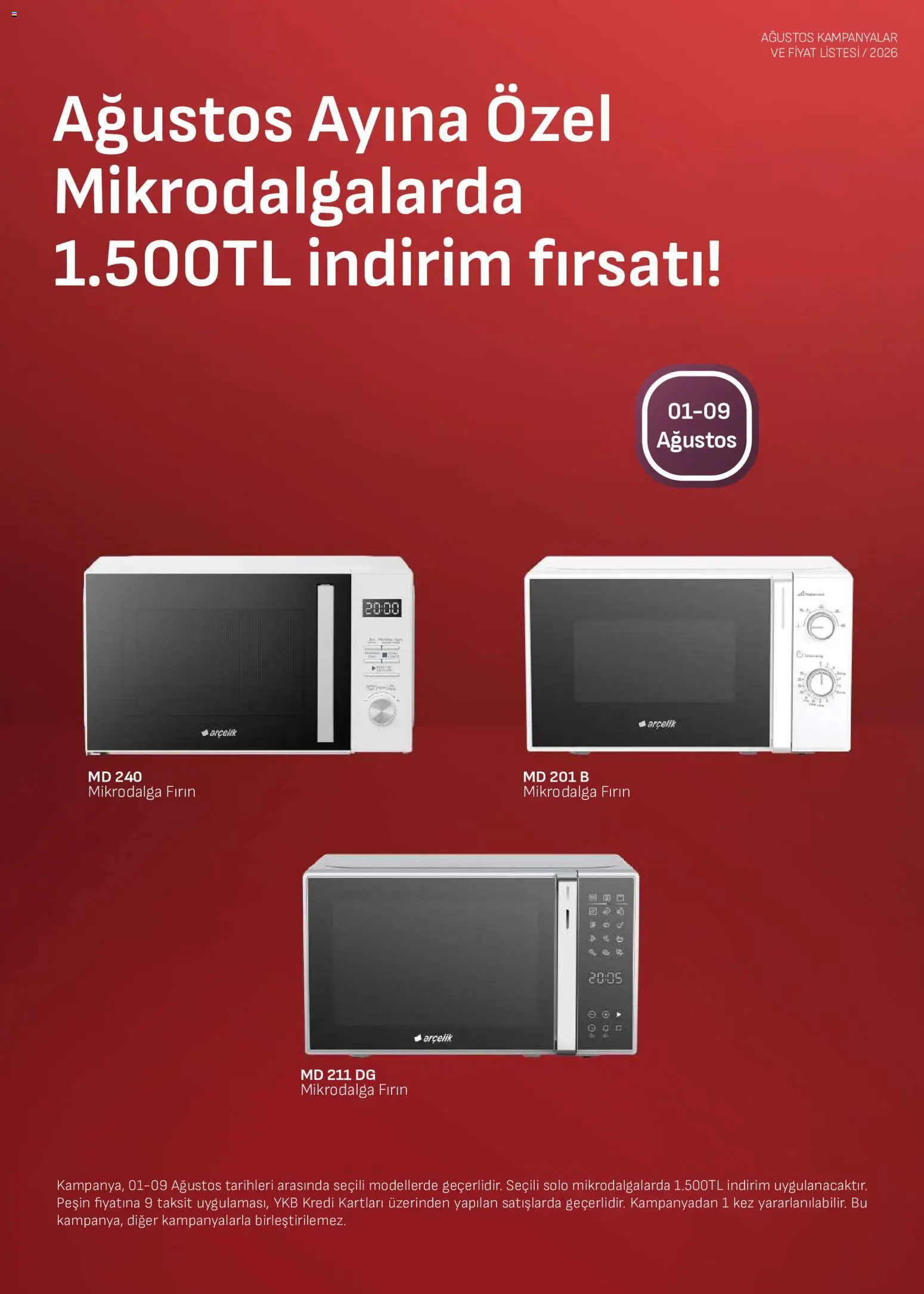 Arçelik - Ankastre Kataloğu - 01 Ağustos 2026 tarihinden itibaren geçerlidir | Sayfa: 5 | Ürünler: Fırın, Mikrodalga fırın