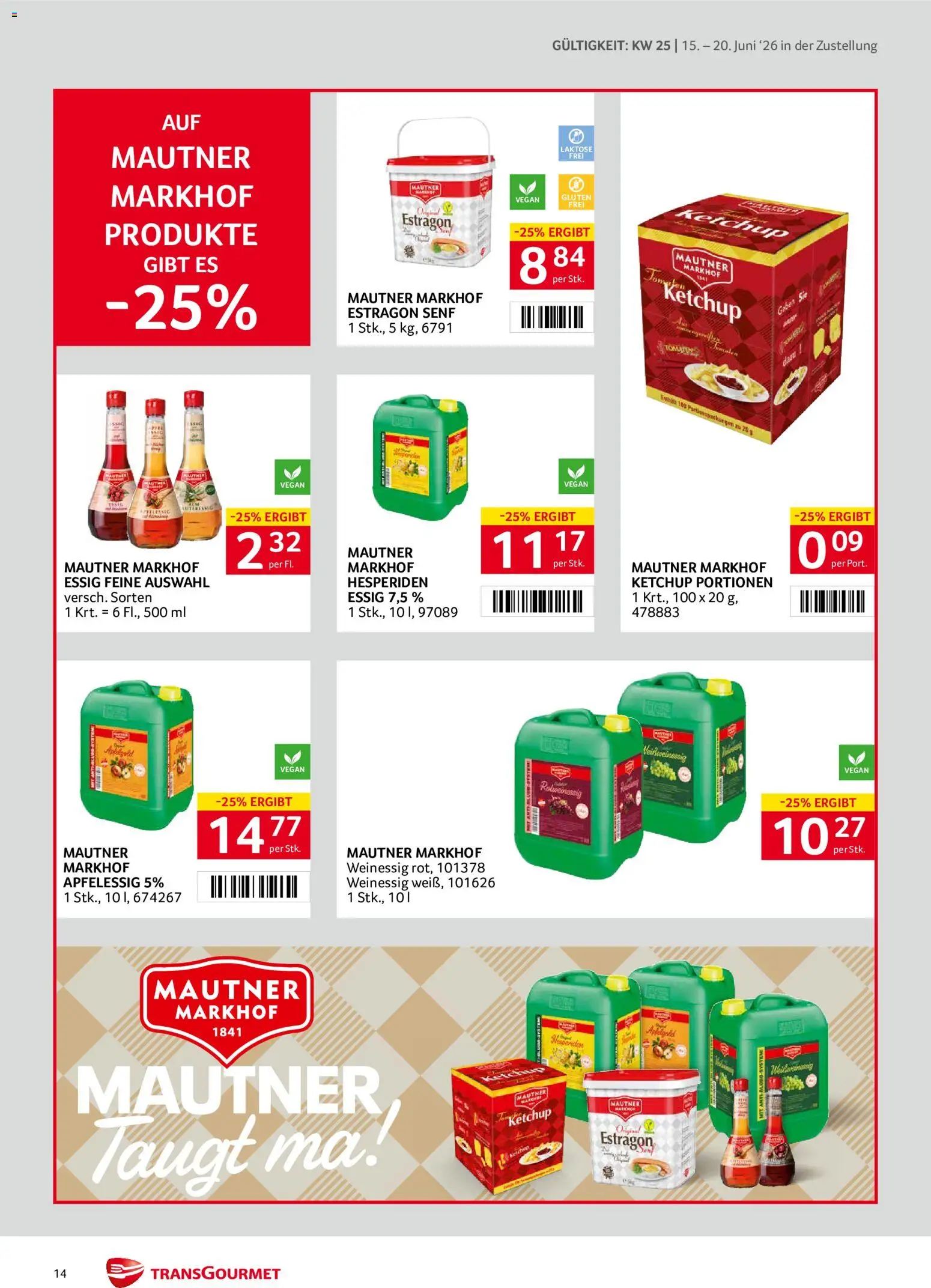 Transgourmet Zustellaktion gültig ab 15.06.2026 | Seite: 14 | Produkte: Ketchup