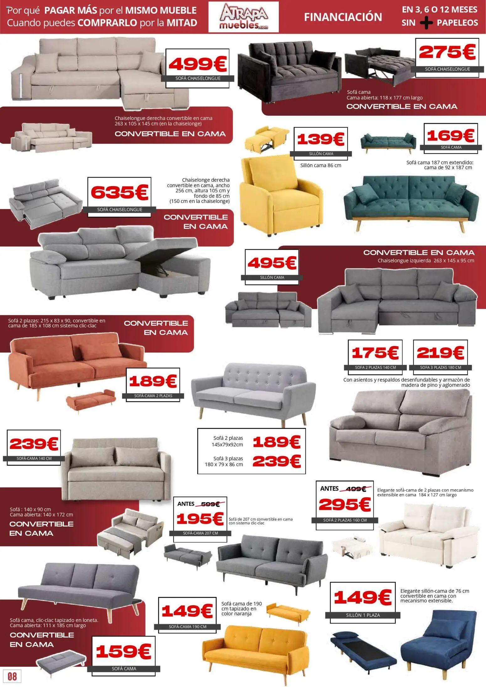 Atrapa Muebles folleto │ válido desde el 03.03.2026 | Página: 8 | Productos: Sofá cama, Cama, Sofá, Sillón