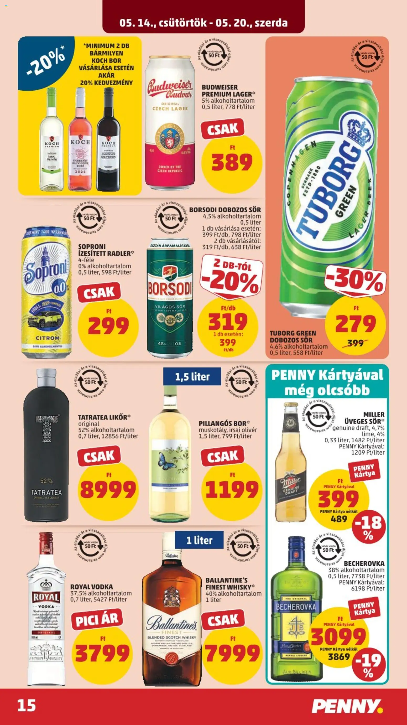 PENNY akciós ujság - amely érvényes a következő dátumtól: 14.05.2026 | Oldal: 19 | Termékek: Becherovka, Dobozos sör, Whisky, Citrom