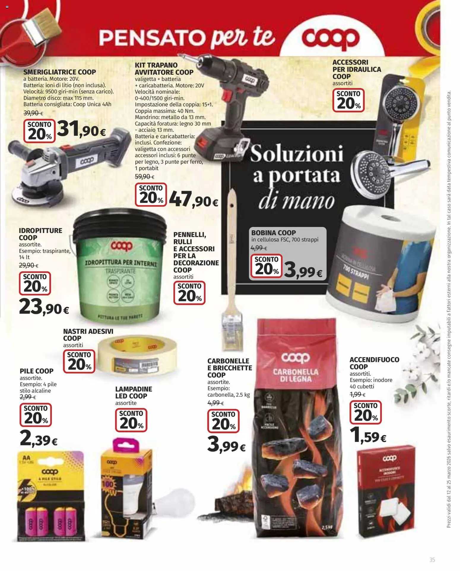 Volantino Ipercoop del 12.03.2026 | Pagina: 35 | Prodotti: Pile, Avvitatore, Smerigliatrice, Batteria