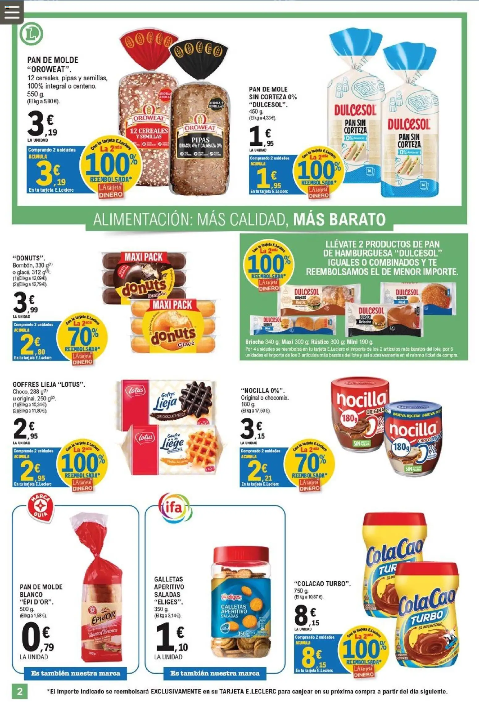 E.Leclerc folleto │ válido desde el 17.06.2026 | Página: 2 | Productos: Πράσινο τσάι, Pan, Cereales, Galletas