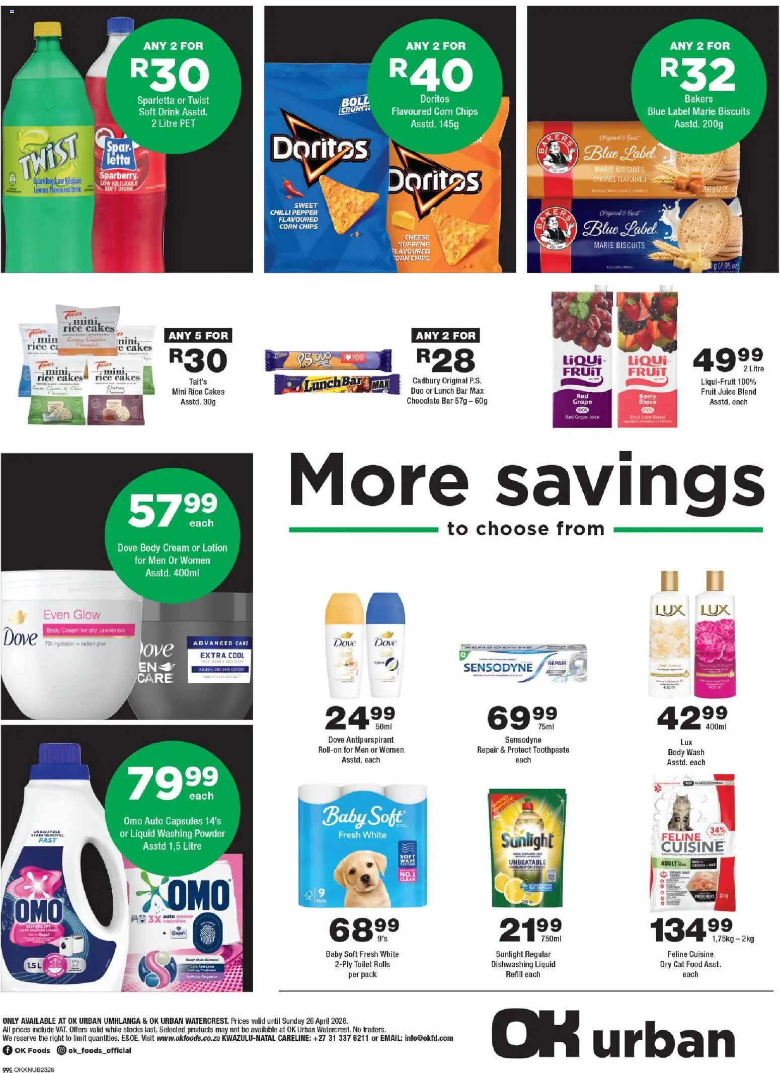 New OK Foods catalogue – valid from 15.04.2026 | Page: 4 | Products: Chutney, Biscuits, Lotion, Caramel