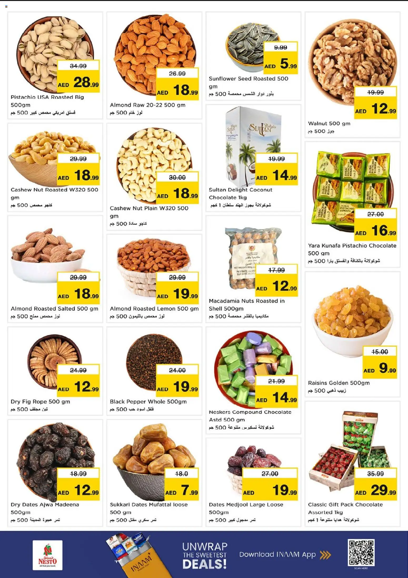 {H1} | Page: 9 | Products: Dates, Chocolate, Nuts, Raisins