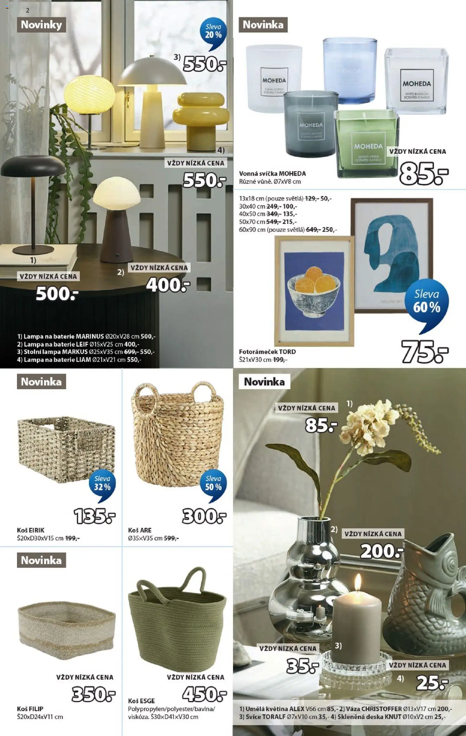 JYSK leták od 16.09.2026 | Strana: 2 | Produkty: Stolní lampa, Lampa na baterie, Svíčka, Váza