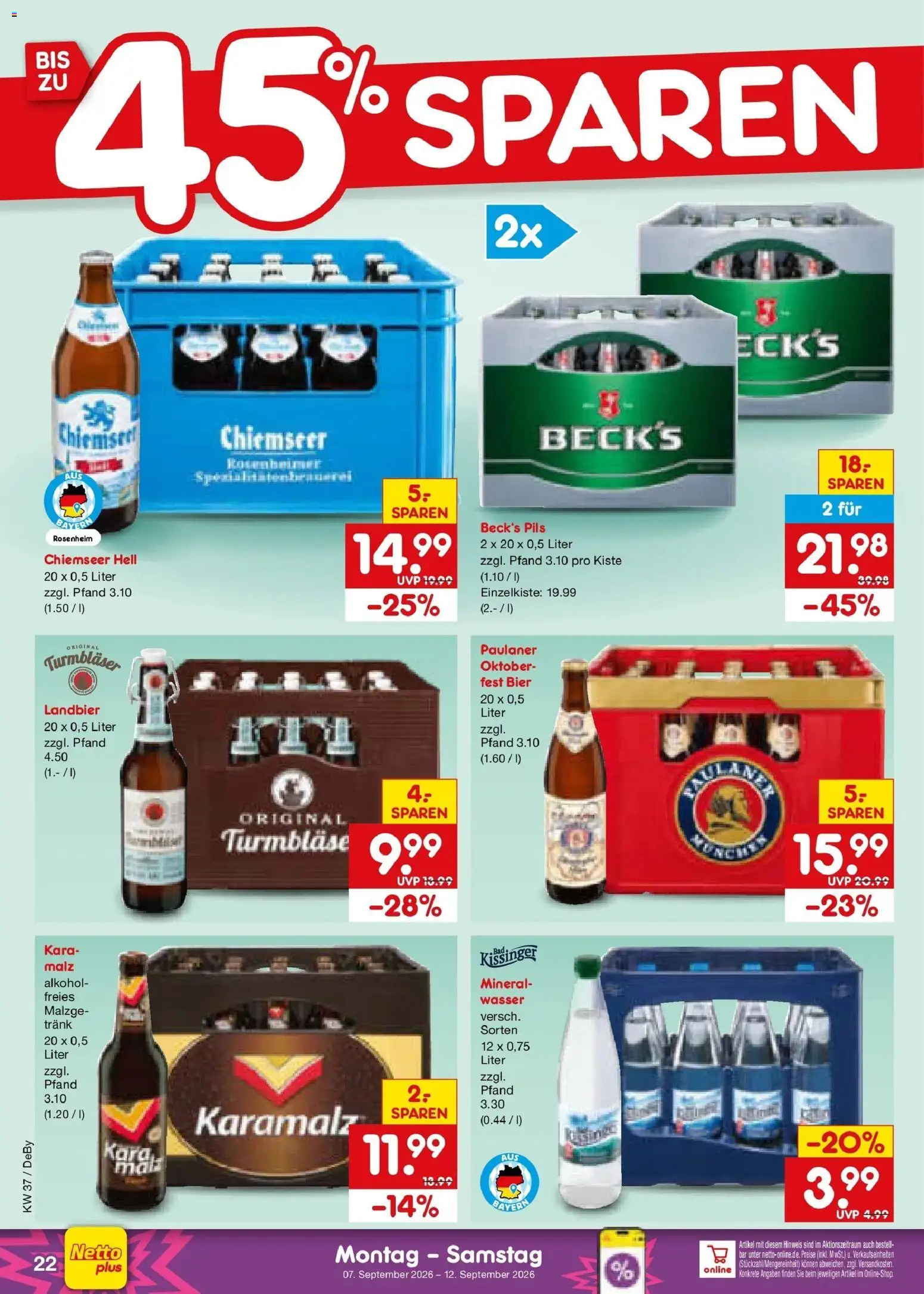 Netto Marken-Discount Prospekt Stuttgart – gültig ab 07.09.2026 | Seite: 32 | Produkte: Bier, Pils, Alkohol, Paulaner