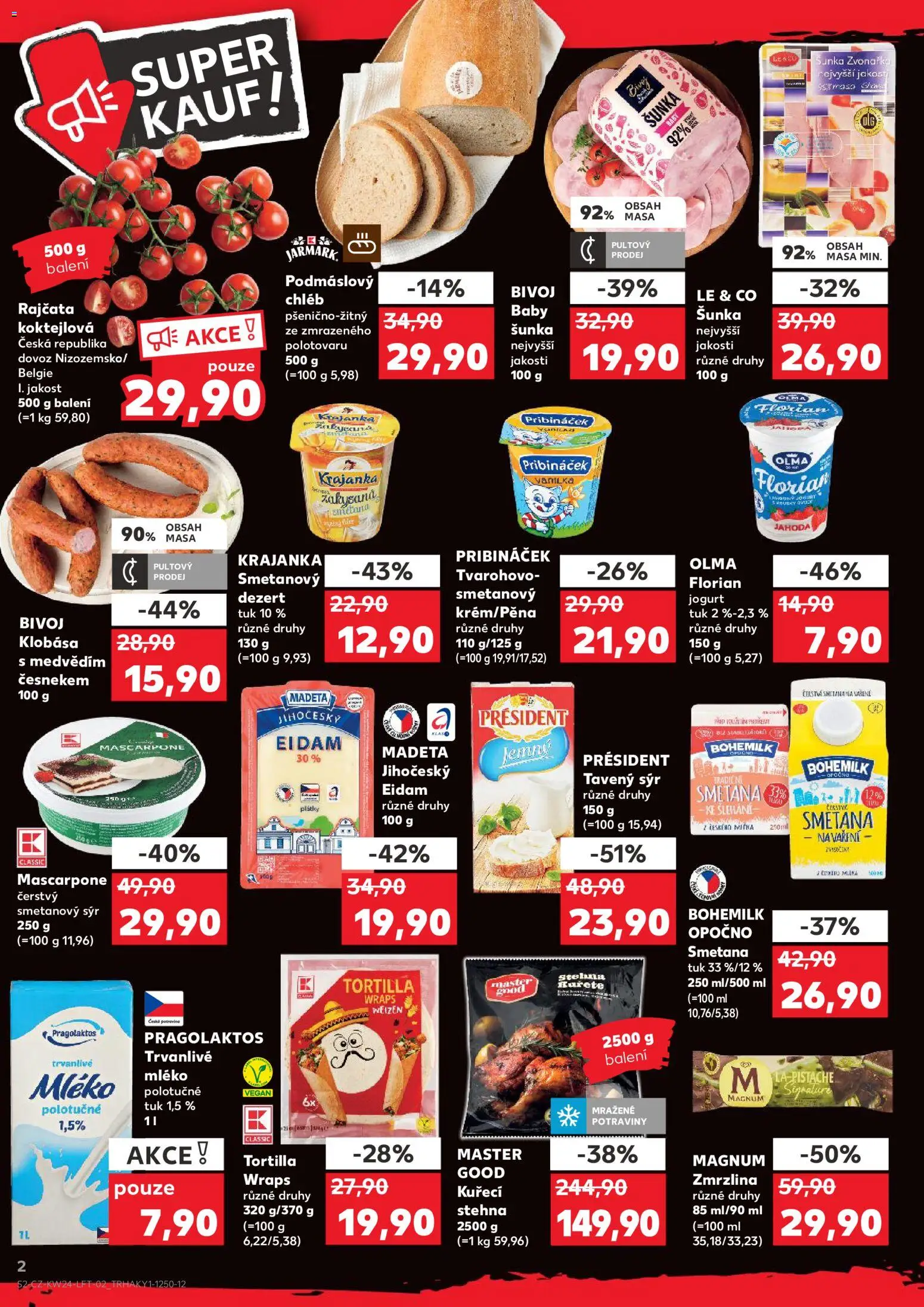 Kaufland leták - Kolín od 10.06.2026 | Strana: 2 | Produkty: Šunka, Magnum, Potraviny, Kuřecí stehna