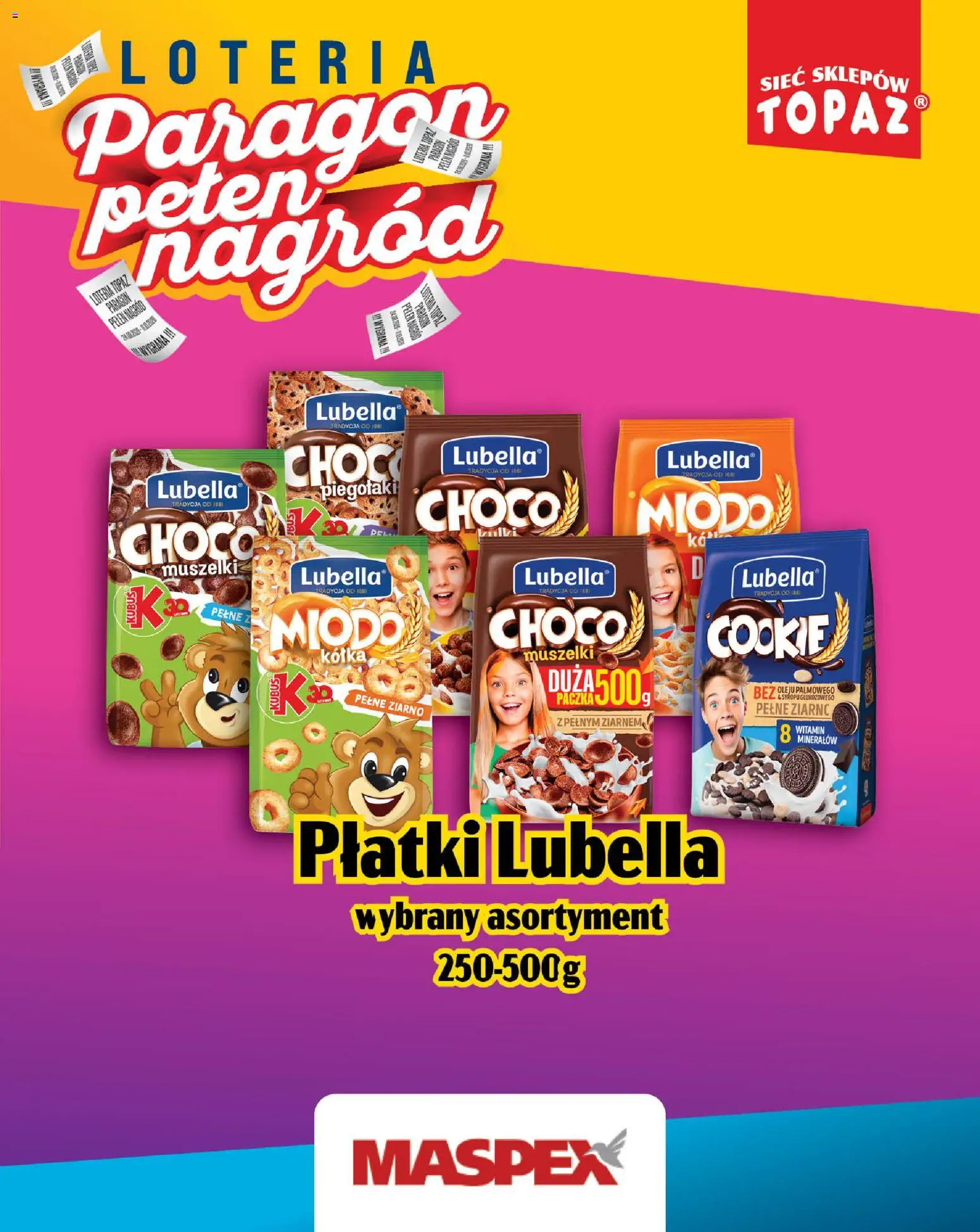 Topaz gazetka - Loteria Paragonowa od 24.08.2026 | Strona: 55 | Produkty: Kubuś, Płatki