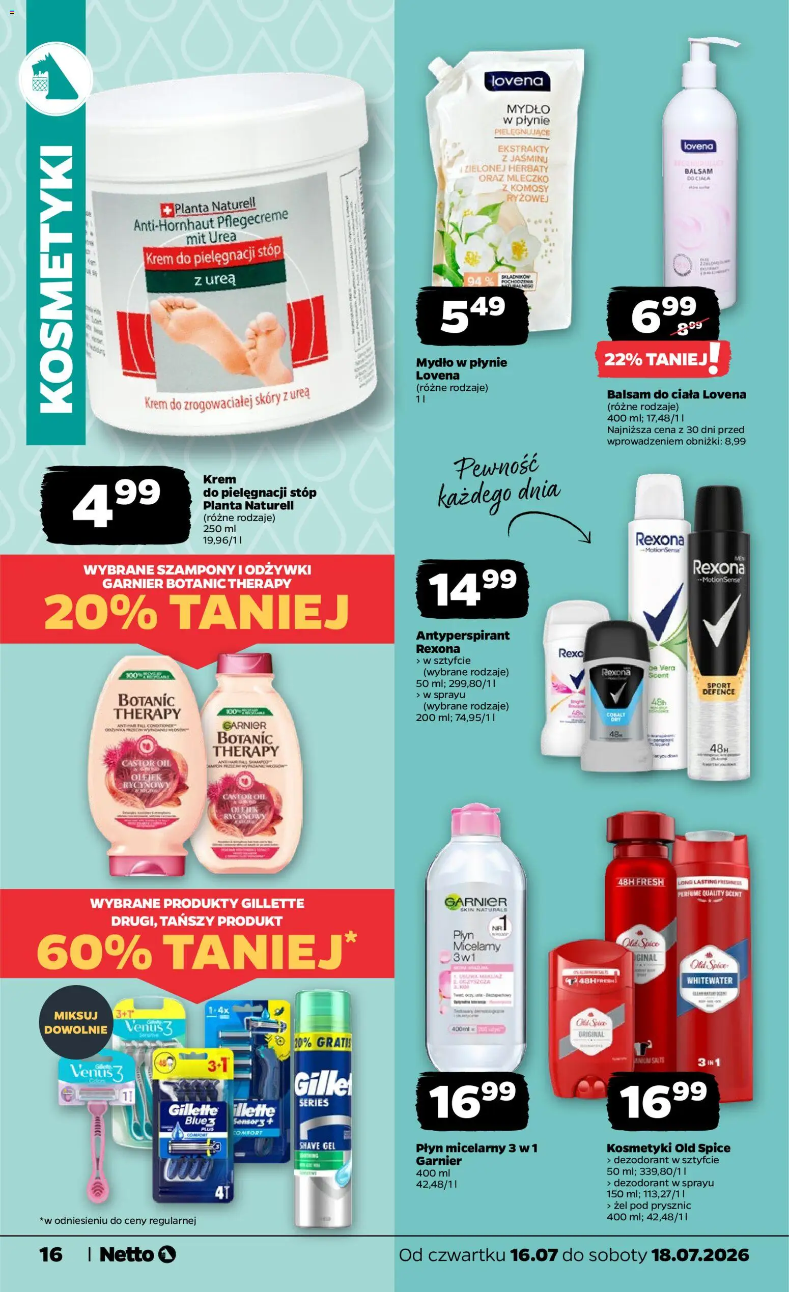 Netto gazetka od czwartku od 16.07.2026 | Strona: 16 | Produkty: Mydło w płynie, Kosmetyki, Krem, Old spice