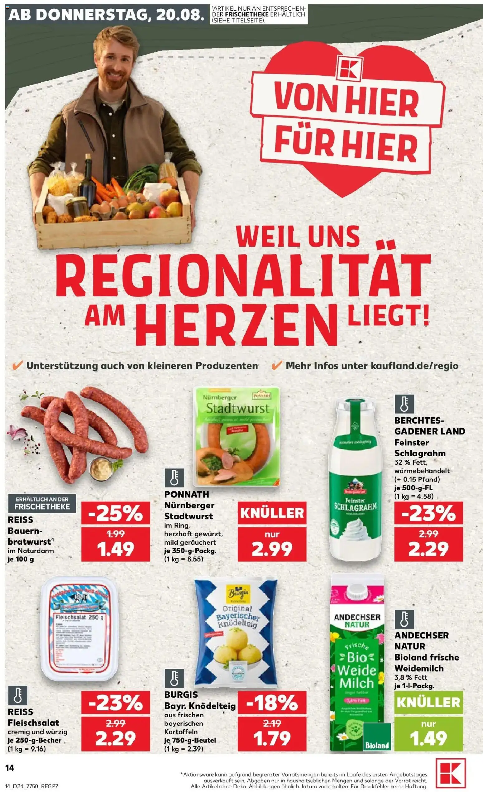 Prospekt Kaufland ab 20.08.2026 » Angebote Online zum Blättern | Seite: 14 | Produkte: Milch, Kartoffeln