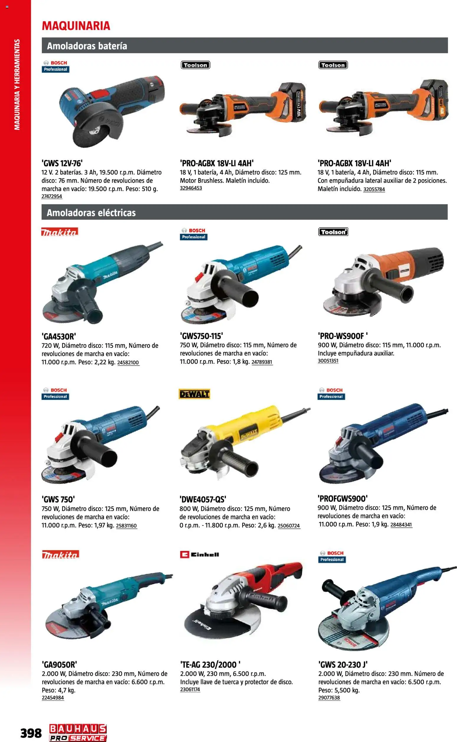 Bauhaus ProService │ válido desde el 11/05/2026 | Página: 398 | Productos: Herramientas, Disco, Peso, Batería