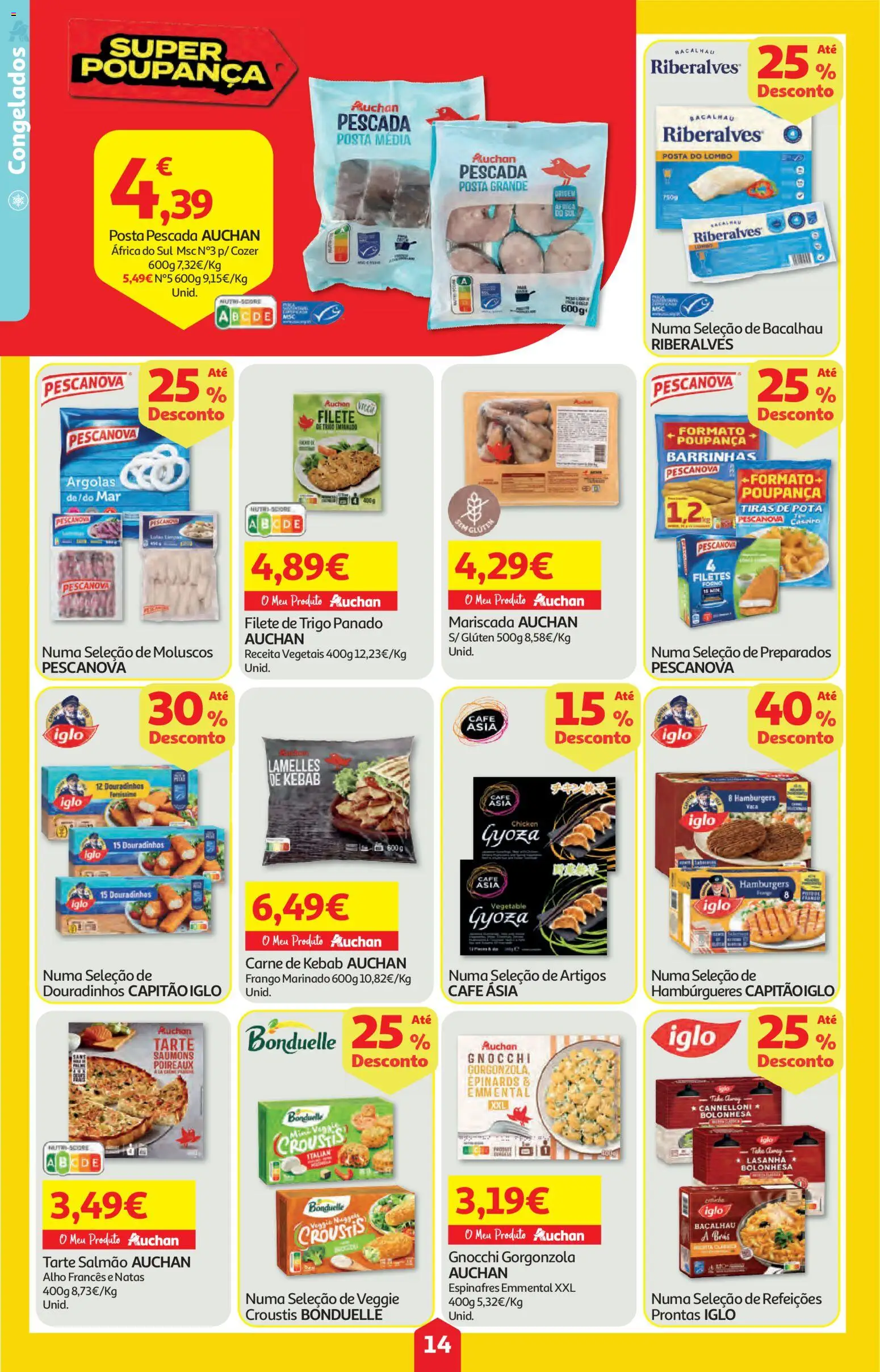 Auchan folheto │ válido de 07.05.2026 | Página: 14 | Produtos: Salmão, Lombo, Tarte, Carne