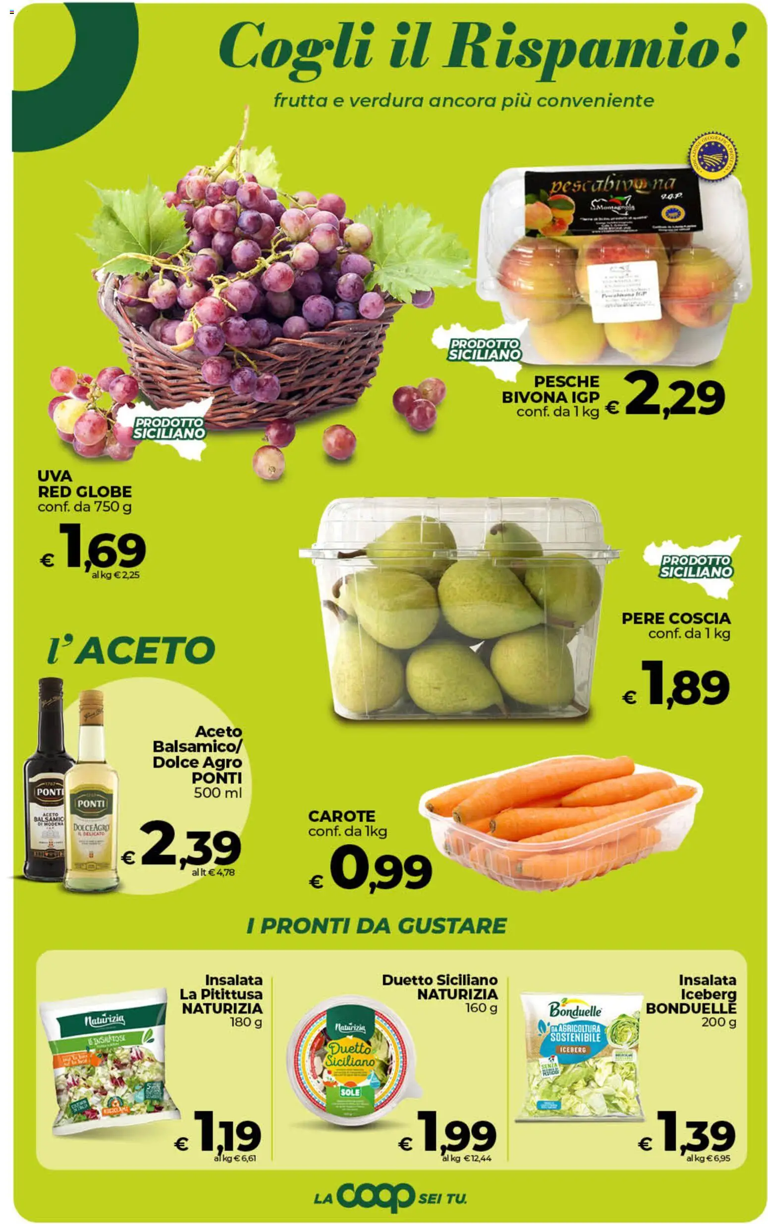 Volantino COOP del 01/09/2026 | Pagina: 16 | Prodotti: Frutta, Carote, Aceto, Pesche