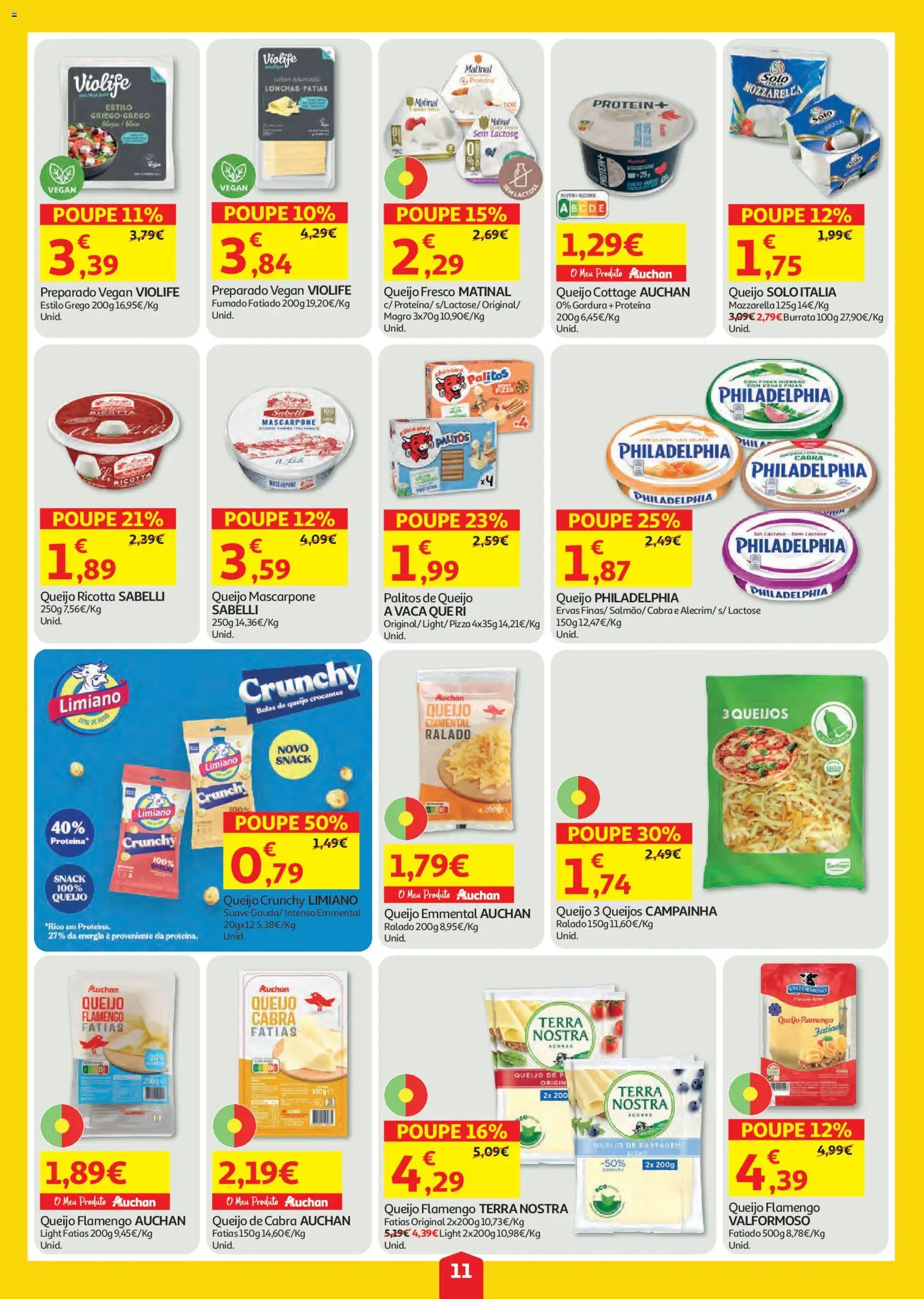 Auchan folheto │ válido de 23/07/2026 | Página: 11 | Produtos: Queijo mascarpone, Queijo, Pizza, Mascarpone