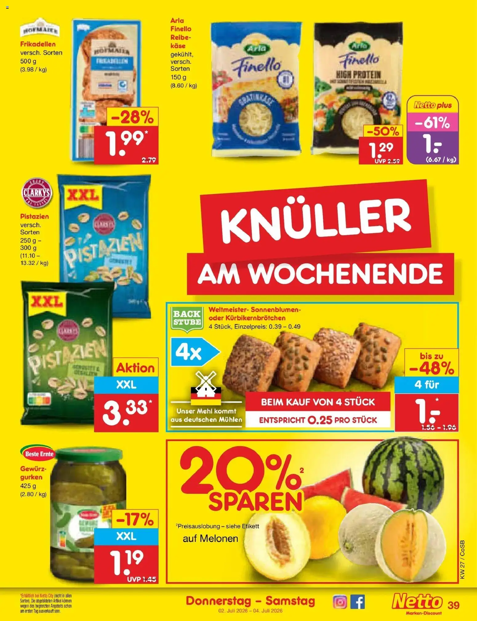 Netto Marken-Discount Prospekt Bitterfeld-Wolfen – gültig ab 29.06.2026 | Seite: 57 | Produkte: Mehl, Käse, Pistazien, Gurken