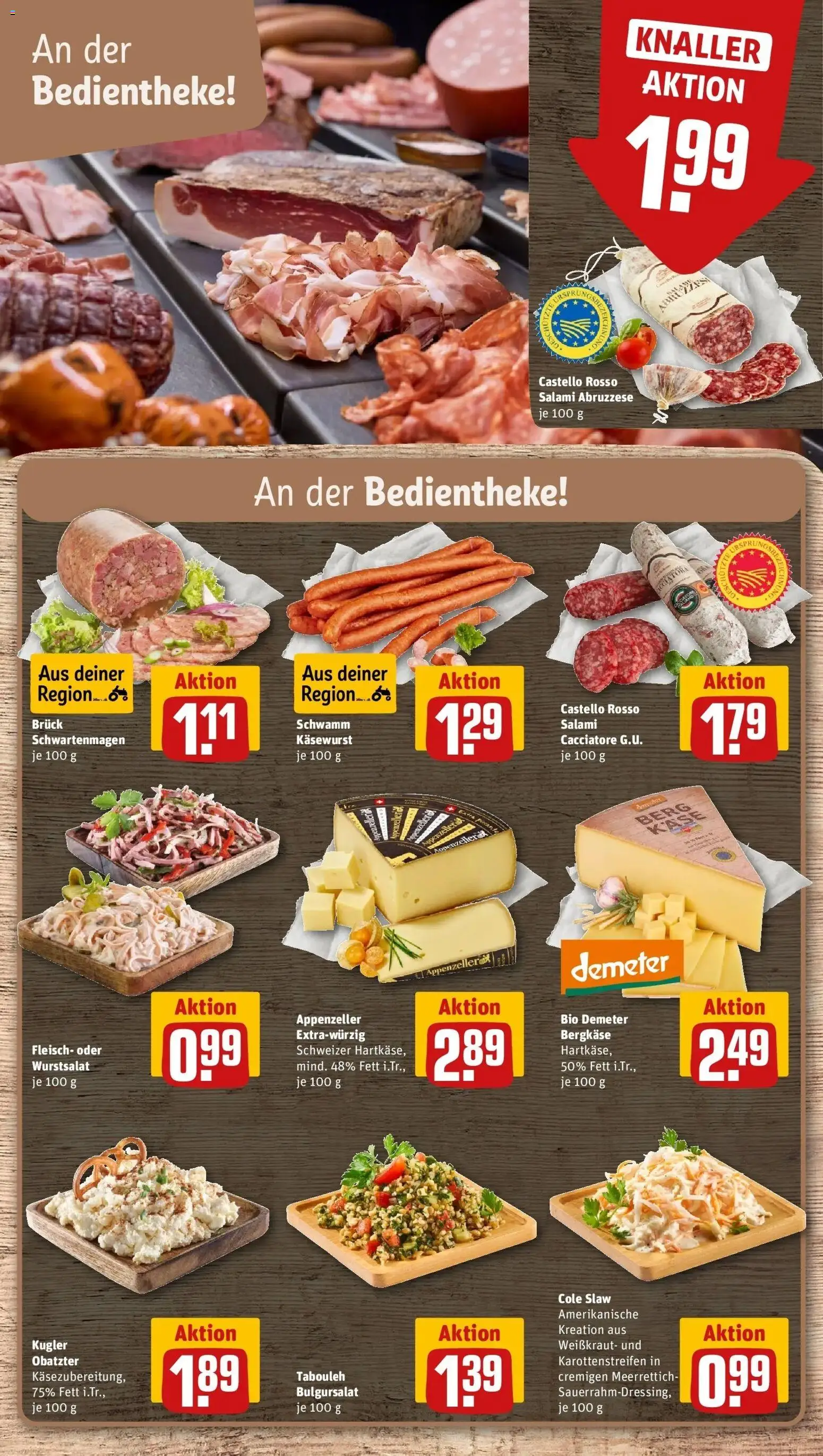 REWE Prospekt ab 05.10.2026 zum Blättern » Angebote | Seite: 13 | Produkte: Käse, Salami, Fleisch
