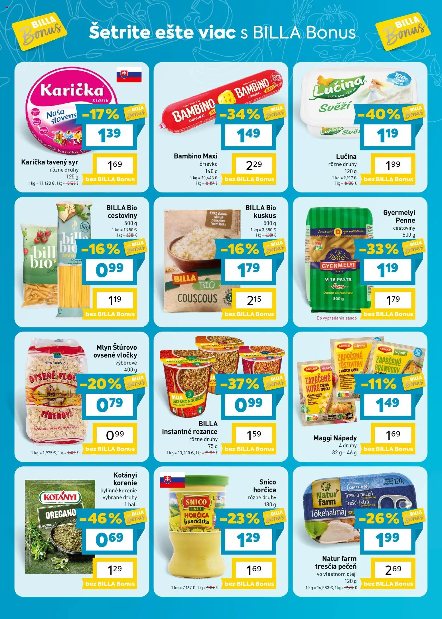 Nové Billa akcie – leták je platný od 02.09.2026 | Strana: 4 | Produkty: Penne, Korenie, Omáčka, Horčica