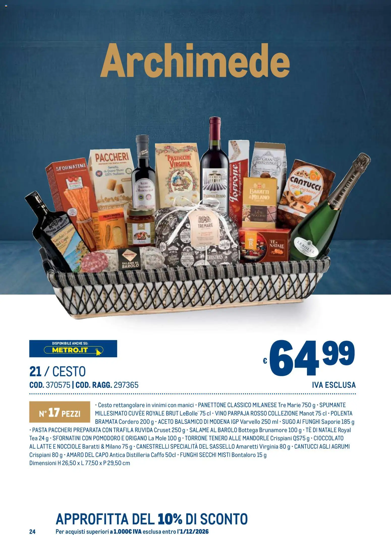 Volantino Metro del 19/10/2026 | Pagina: 24 | Prodotti: Cioccolato, Vino, Panettone, Spumante