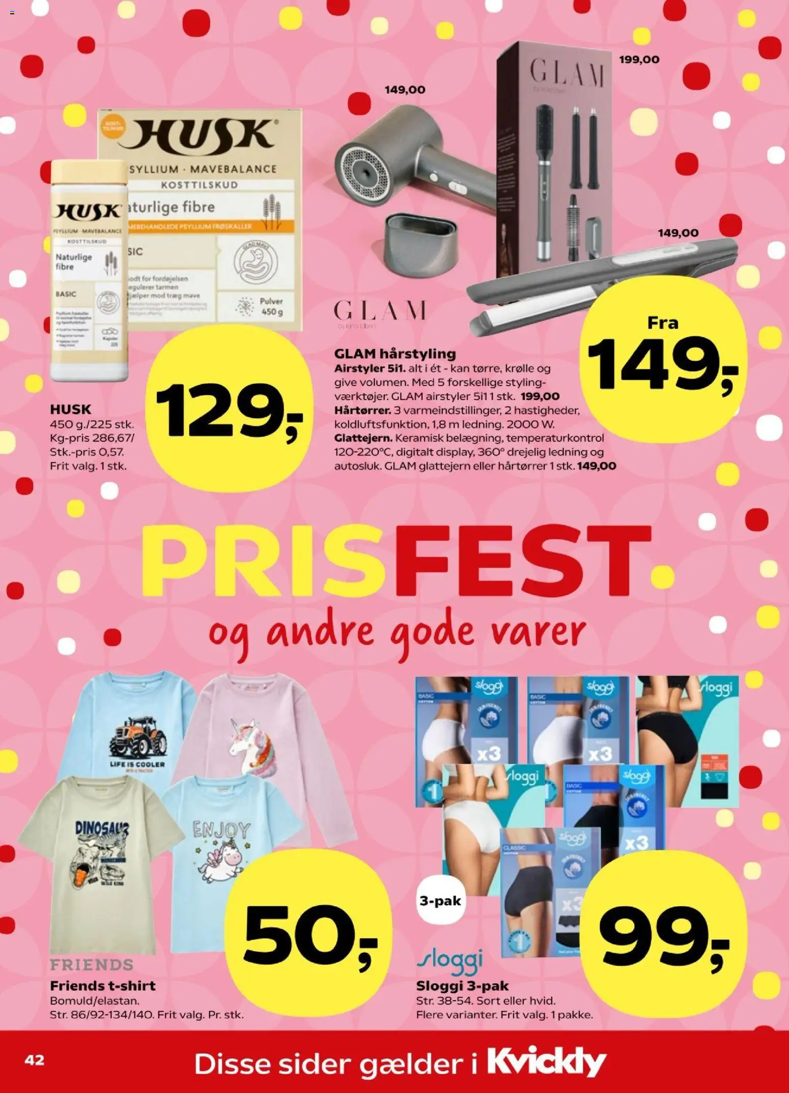 Kvickly tilbudsavis – gyldig fra 07/08/2026 | Side: 47 | Produkter: T-shirt, Is, Hårtørrer, Glattejern