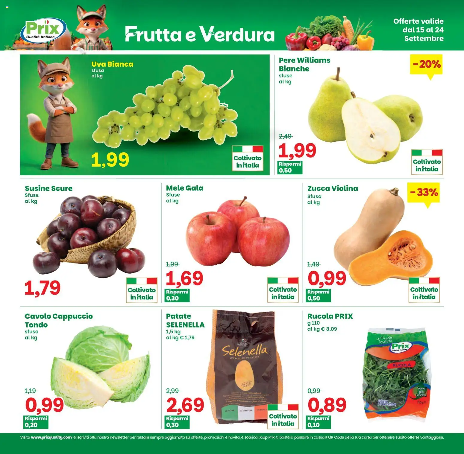 Volantino Prix del 15/09/2026 | Pagina: 5 | Prodotti: Frutta, Cavolo, Zucca, Cavolo cappuccio