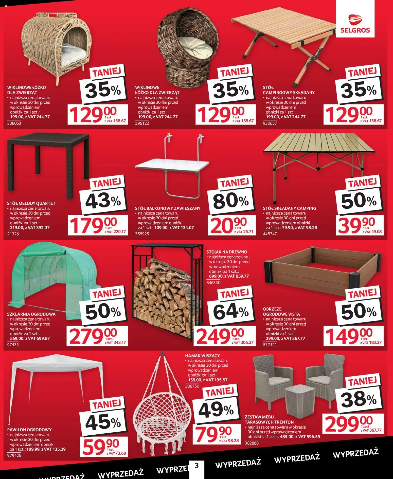 Selgros cash&carry gazetka - Totalna Wyprzedaż od 27.08.2026 | Strona: 3 | Produkty: Szklarnia ogrodowa, Łóżko, Stół, Hamak