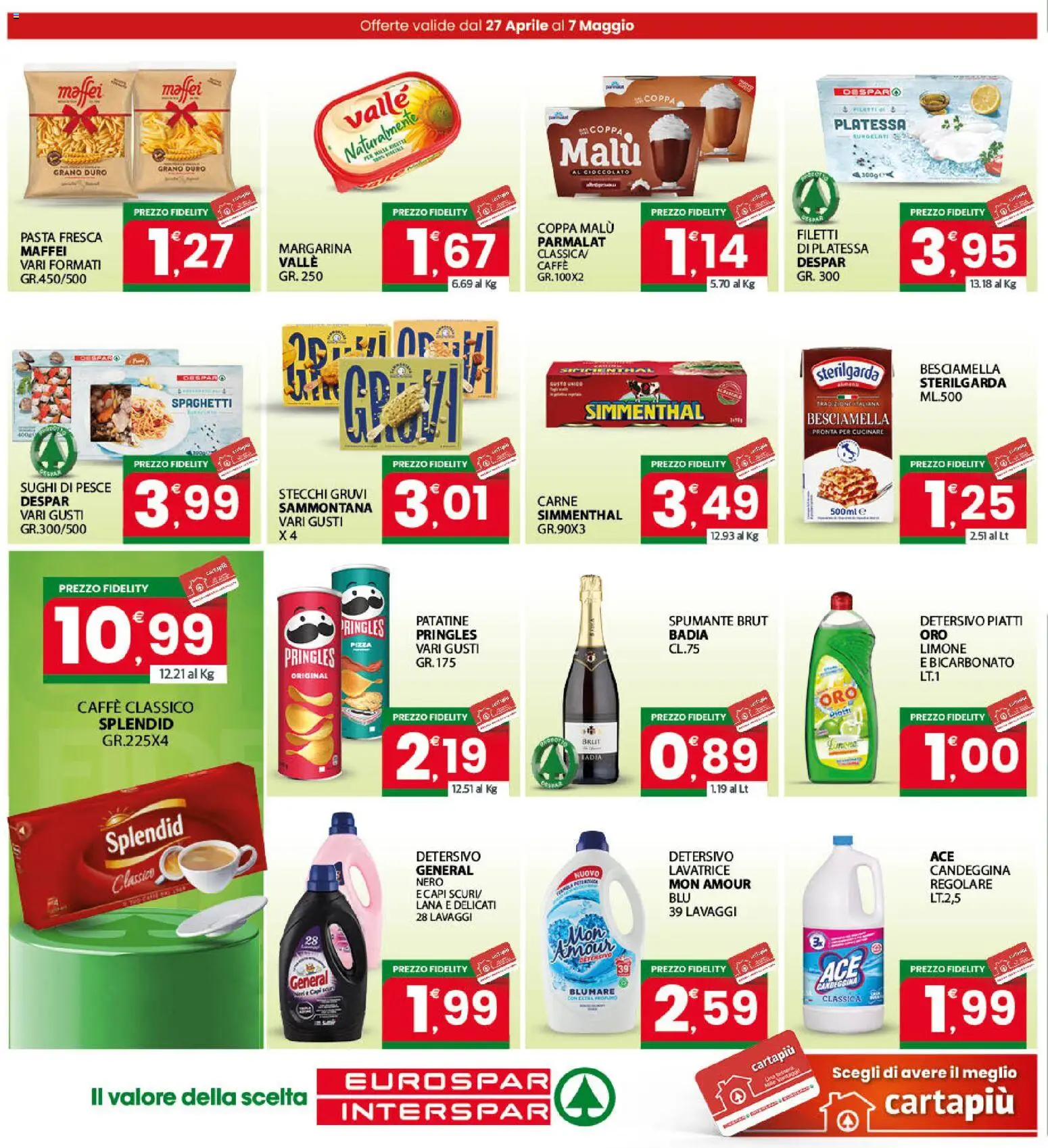 Volantino Eurospar del 27.04.2026 | Pagina: 22 | Prodotti: Caffè, Pesce, Bicarbonato, Pasta