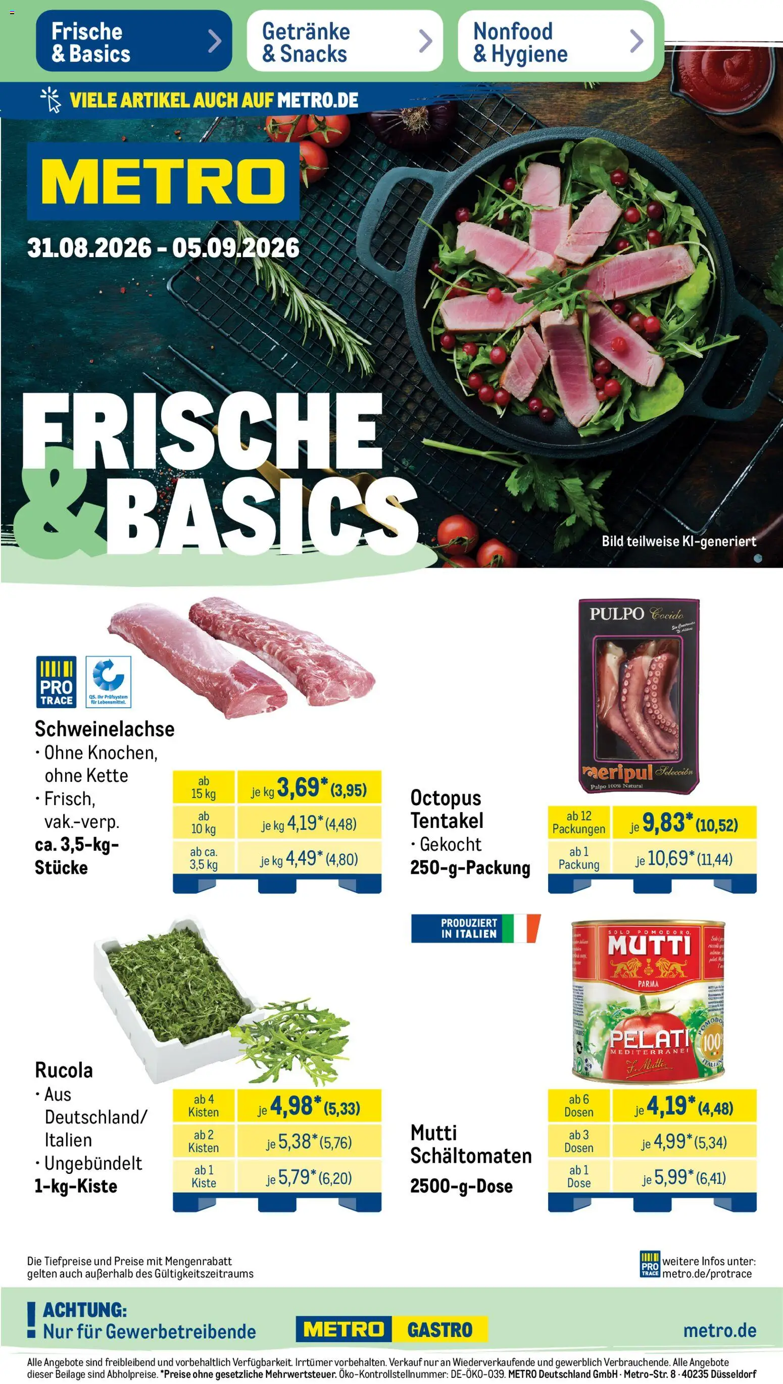 Metro Prospekt – gültig ab 31.08.2026 | Seite: 1 | Produkte: Rucola