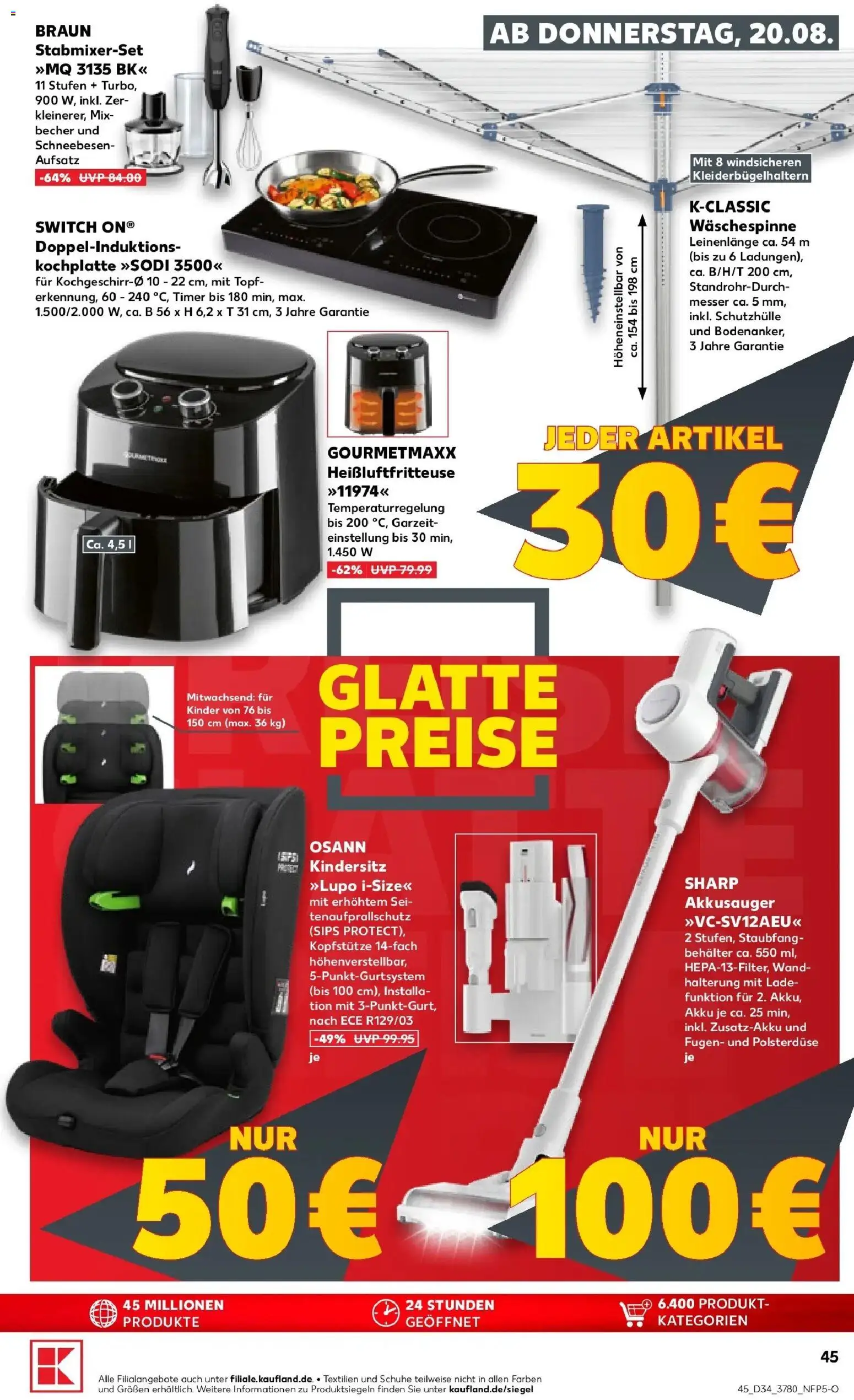 Prospekt Kaufland ab 20.08.2026 » Angebote Online zum Blättern | Seite: 45 | Produkte: Kochplatte, Heißluftfritteuse