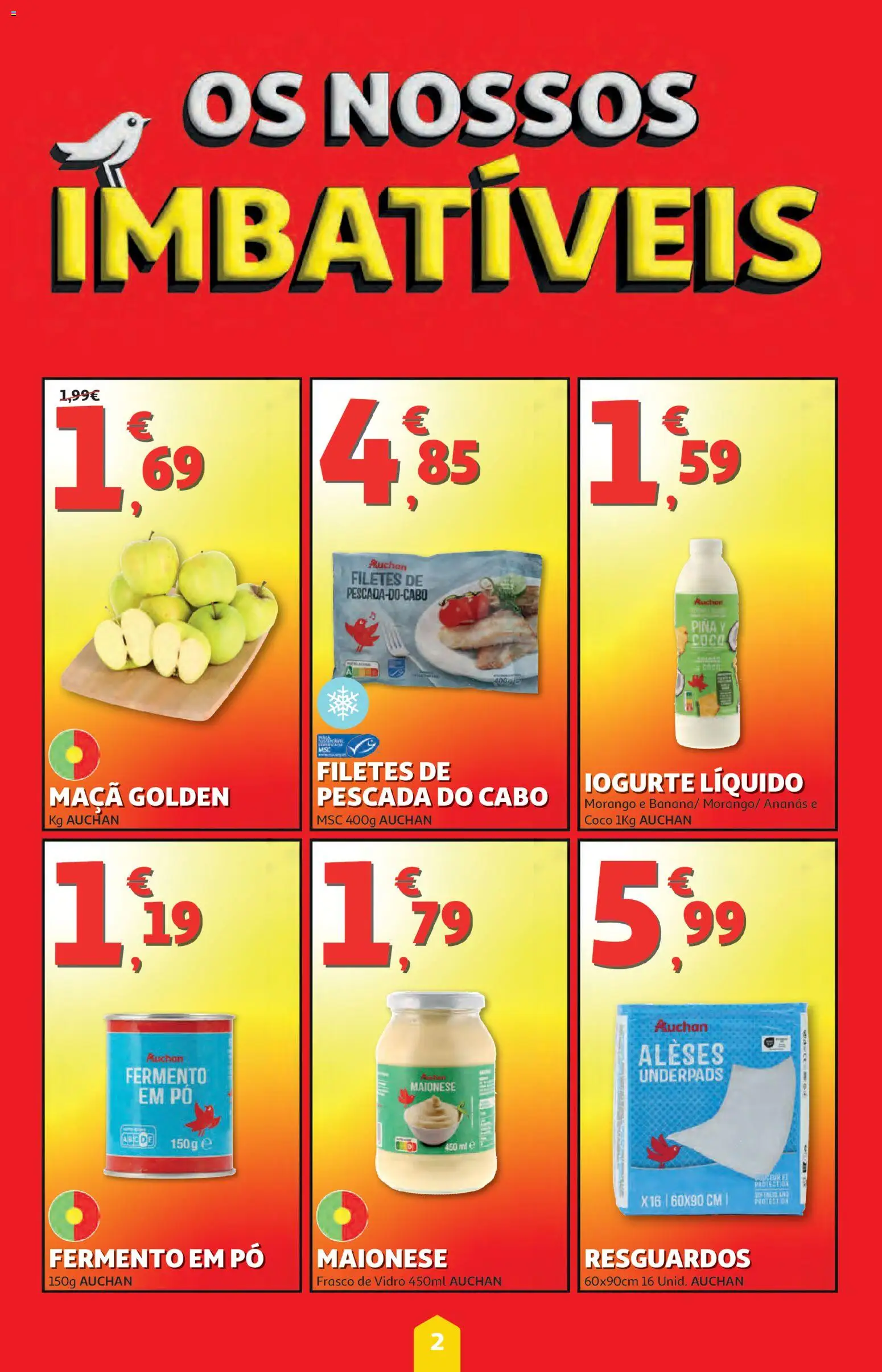 Auchan folheto │ válido de 02/07/2026 | Página: 2 | Produtos: Cabo, Pó, Iogurte, Maionese