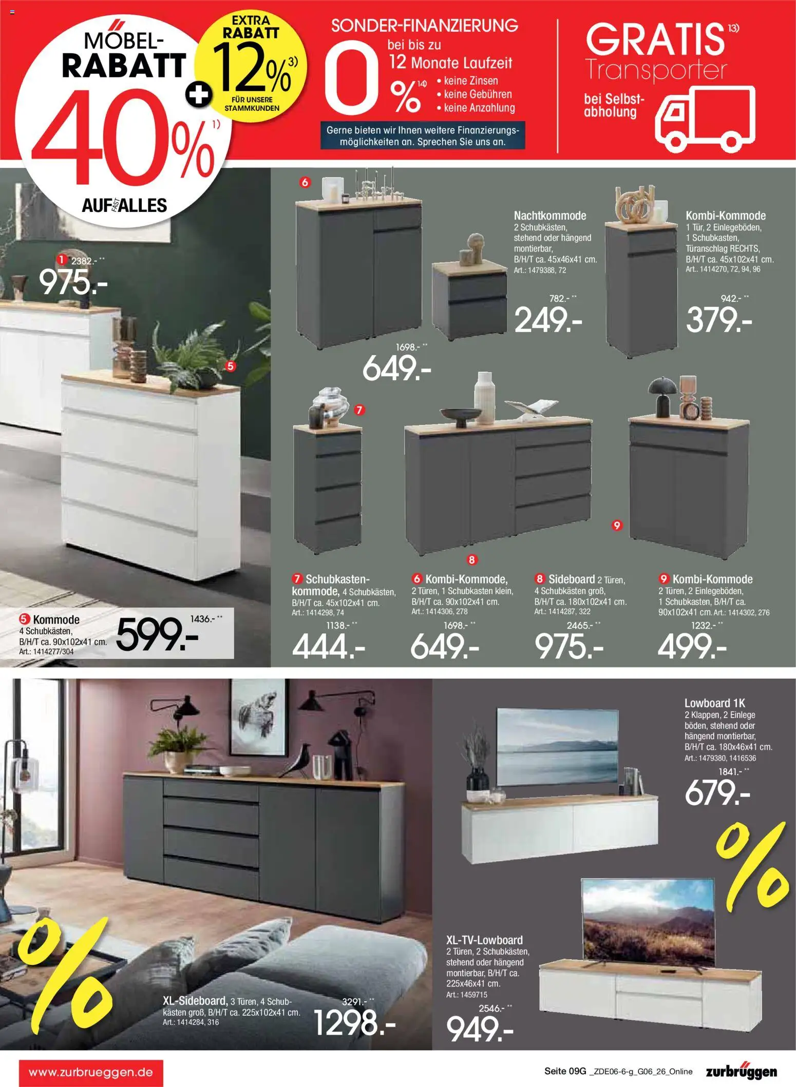 Zurbrüggen Mega Sparpreise – gültig ab 08.06.2026 | Seite: 23 | Produkte: Sideboard, Lowboard, Kommode