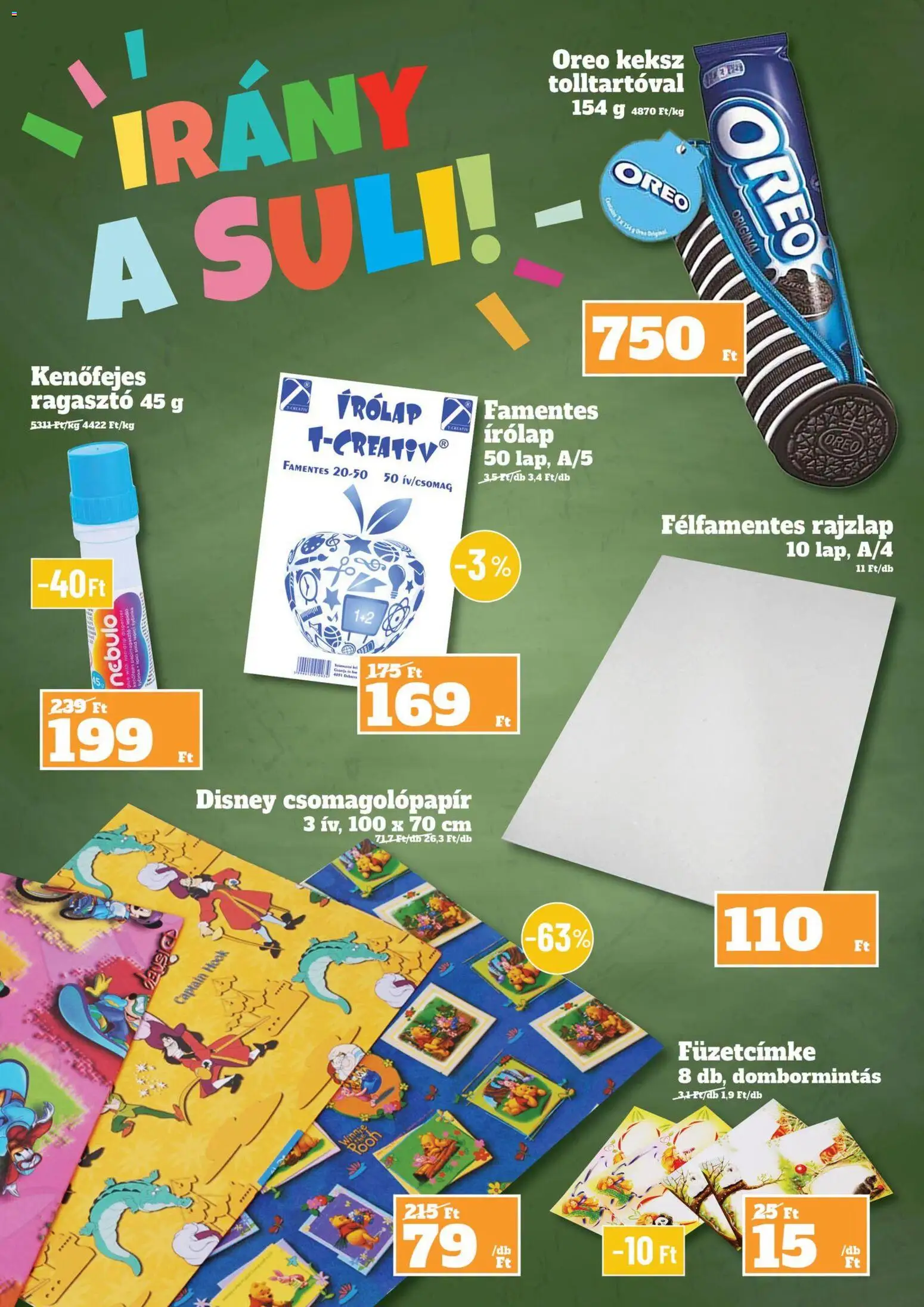 Vil-For akciós ujság - amely érvényes a következő dátumtól: 2026.07.30. | Oldal: 3 | Termékek: Ragasztó, Oreo, Keksz, Csomagolópapír