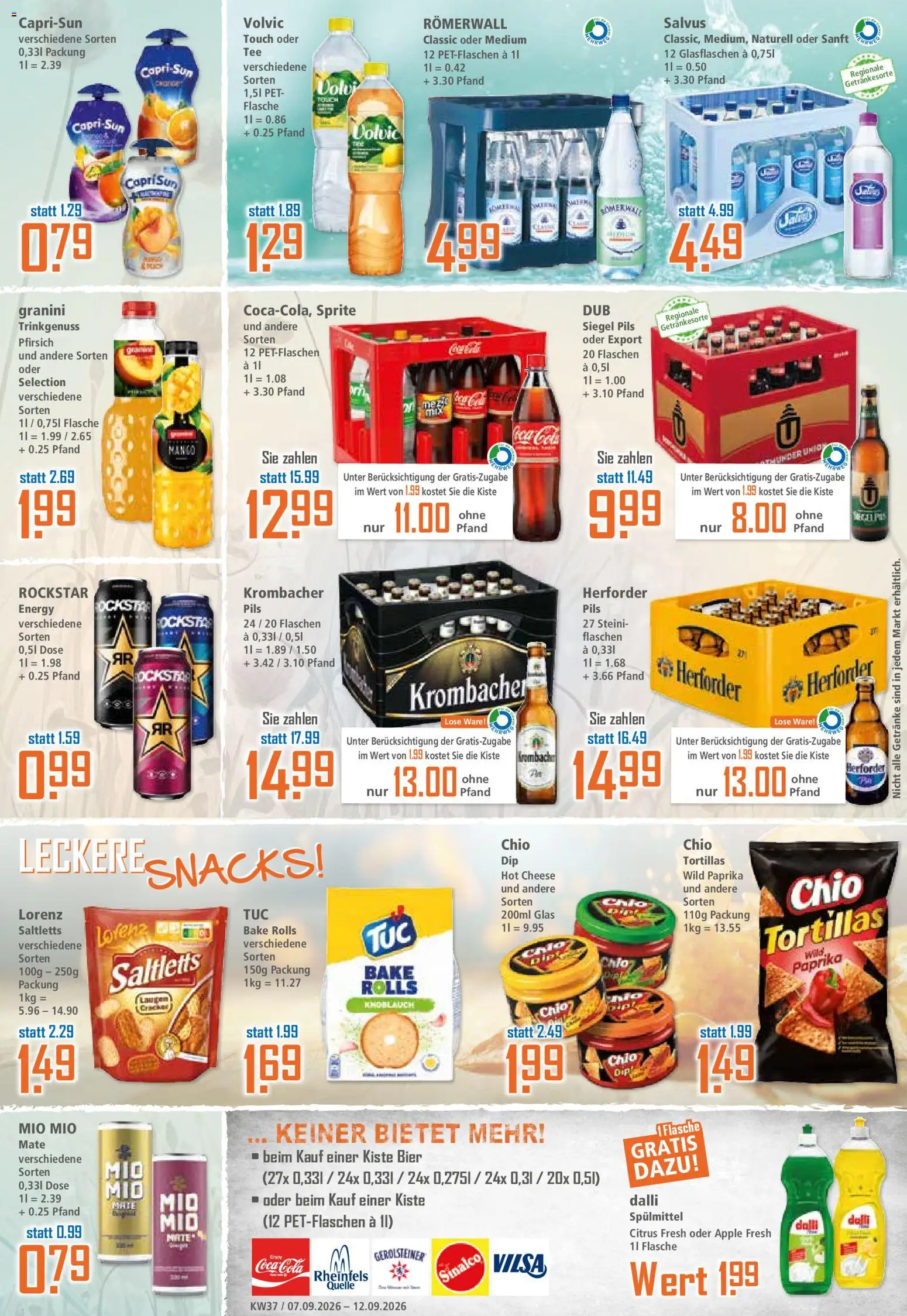 Klaas & Kock Prospekt – gültig ab 07.09.2026 | Seite: 12 | Produkte: Tortillas, Capri sun, Energy, Gerolsteiner