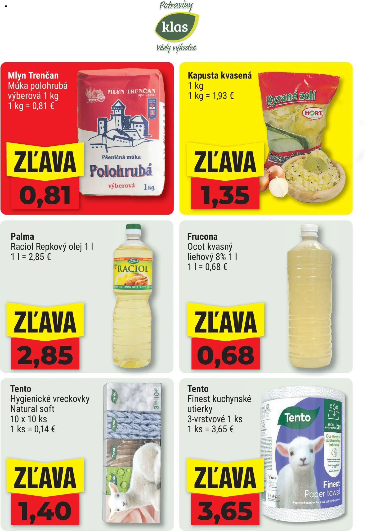Nové Klas akcie – leták je platný od 10.08.2026 | Strana: 19 | Produkty: Kapusta, Vreckovky, Múka polohrubá, Utierky