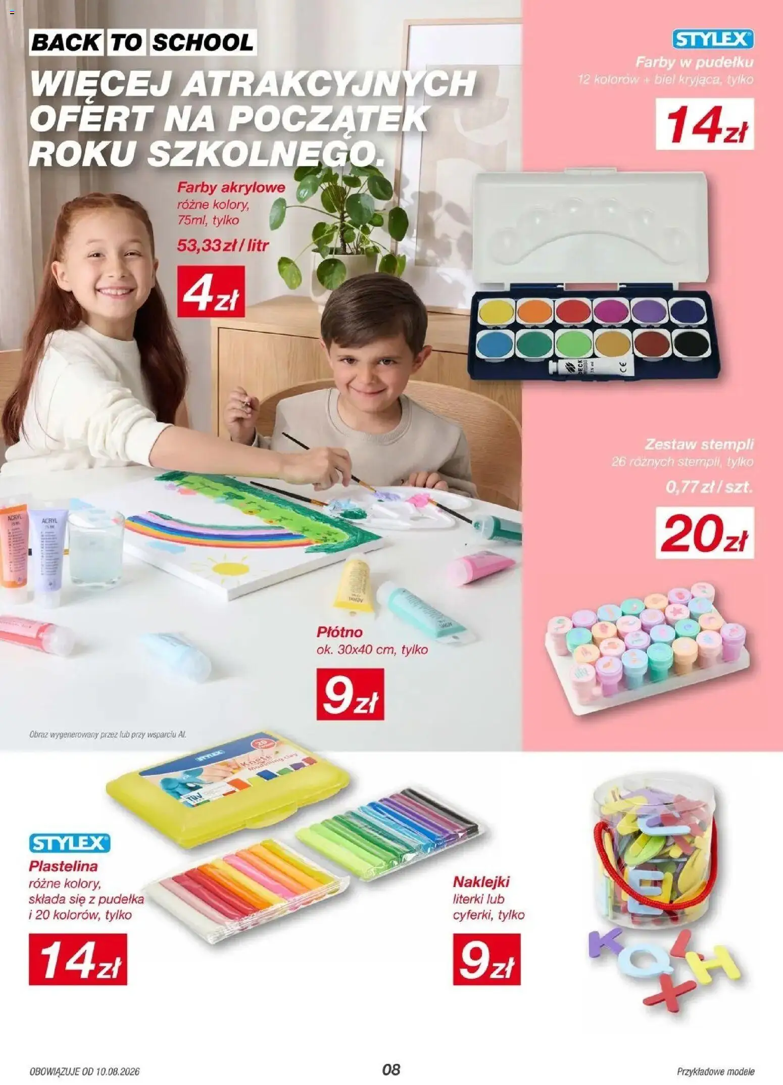 Kik gazetka od 10.08.2026 | Strona: 8 | Produkty: Plastelina, Farby akrylowe, Naklejki